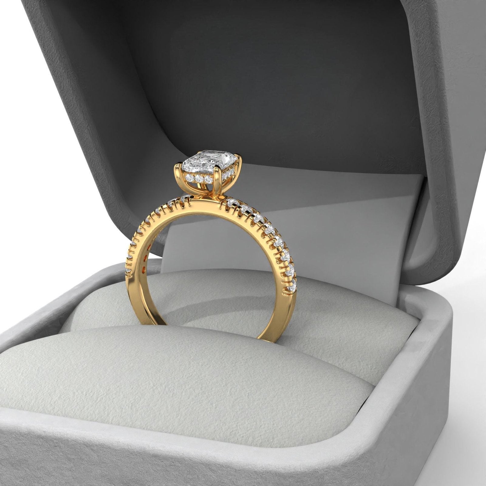 Radiant Cut Diamond Engagement Ring with Side Stones