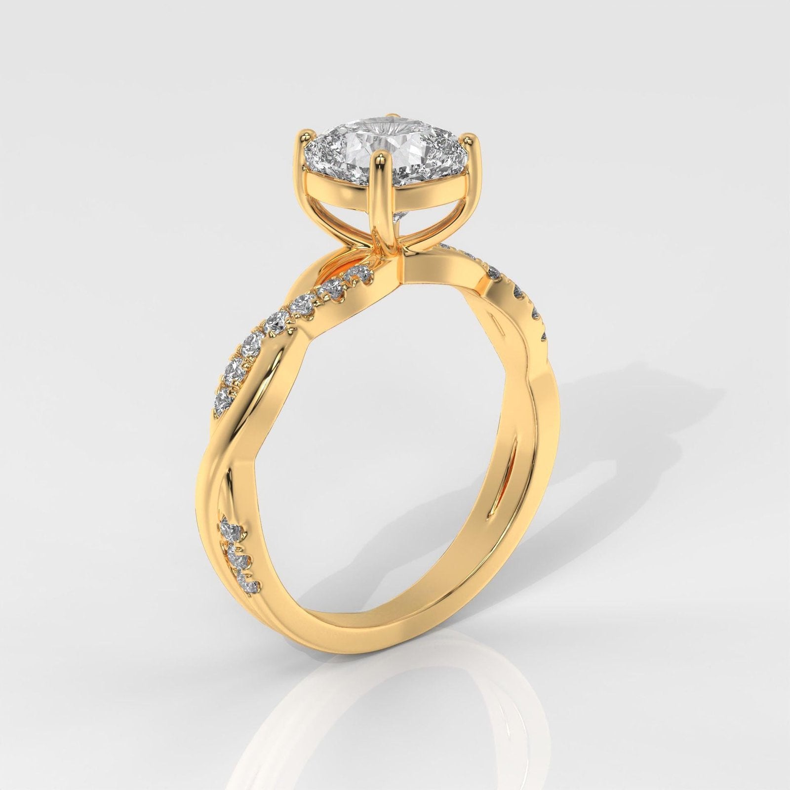Square Cushion Cut Engagement Ring with Twisted Band
