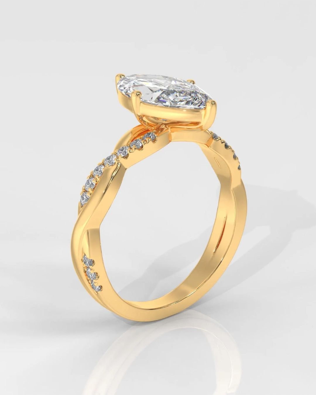 Marquise Diamond Engagement Ring With Twisted Band