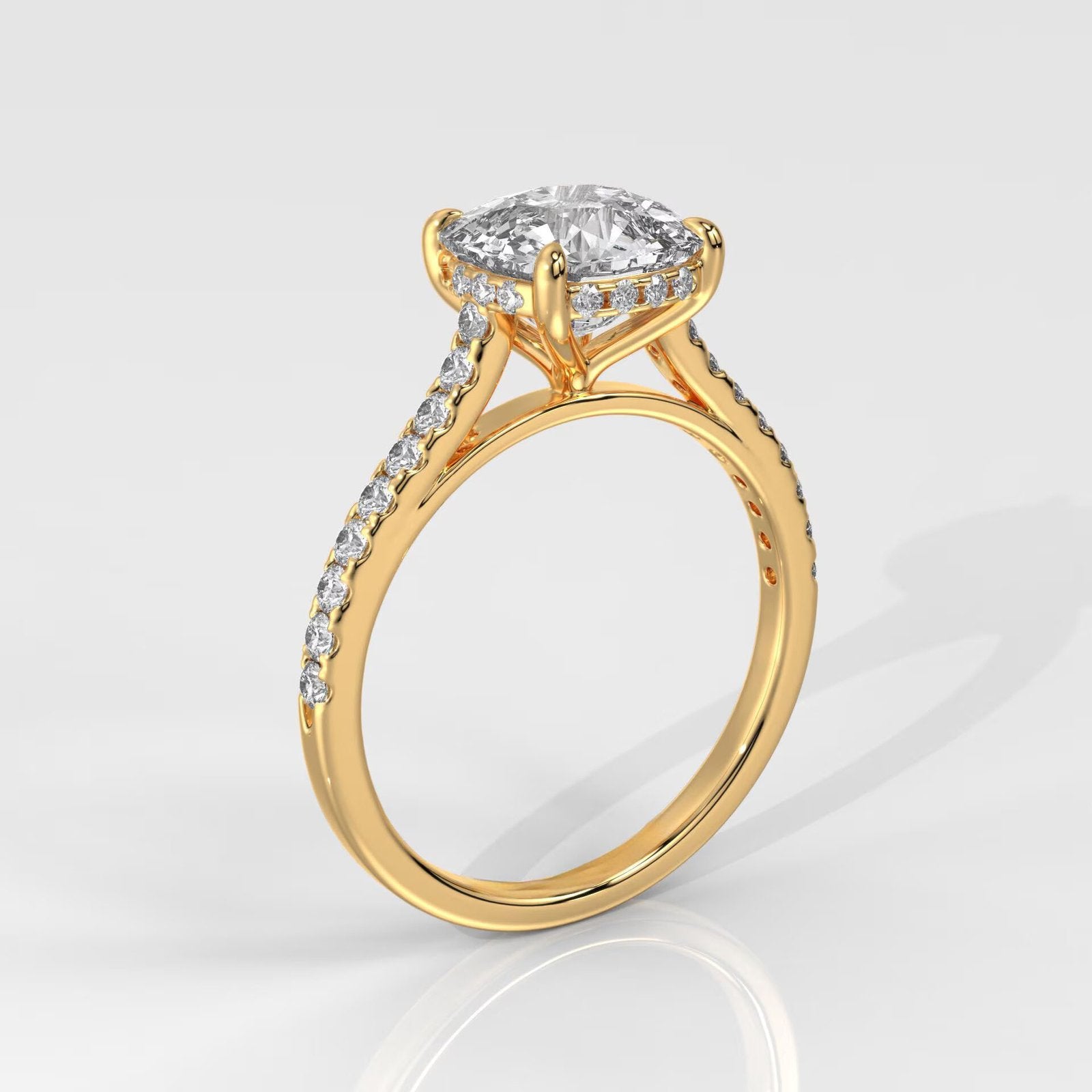 Cushion-Cut Diamond Engagement Ring with Side Stones