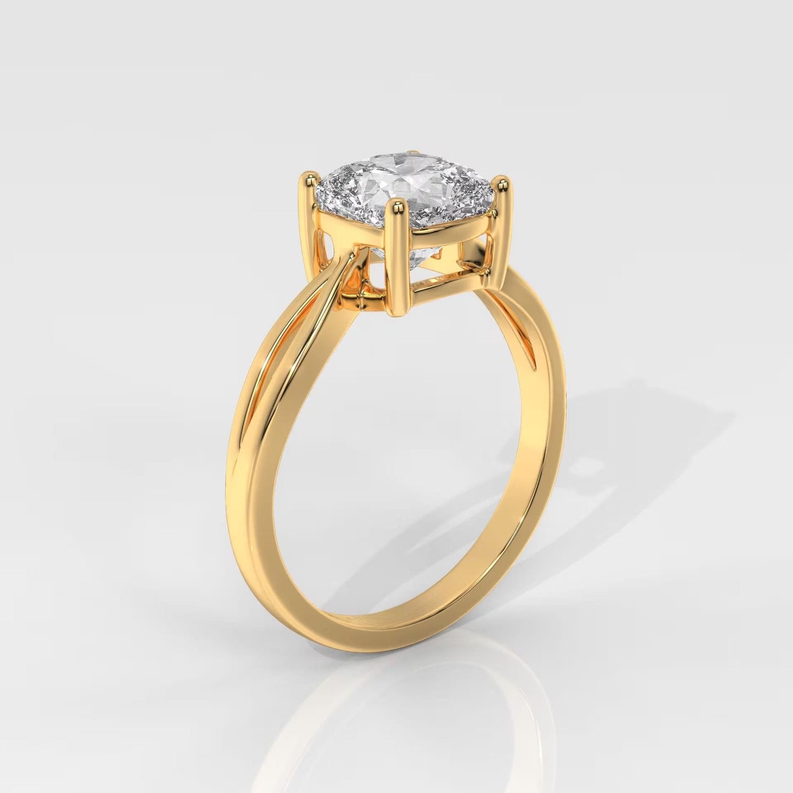 Square Cushion Cut Engagement Ring with Split Shank