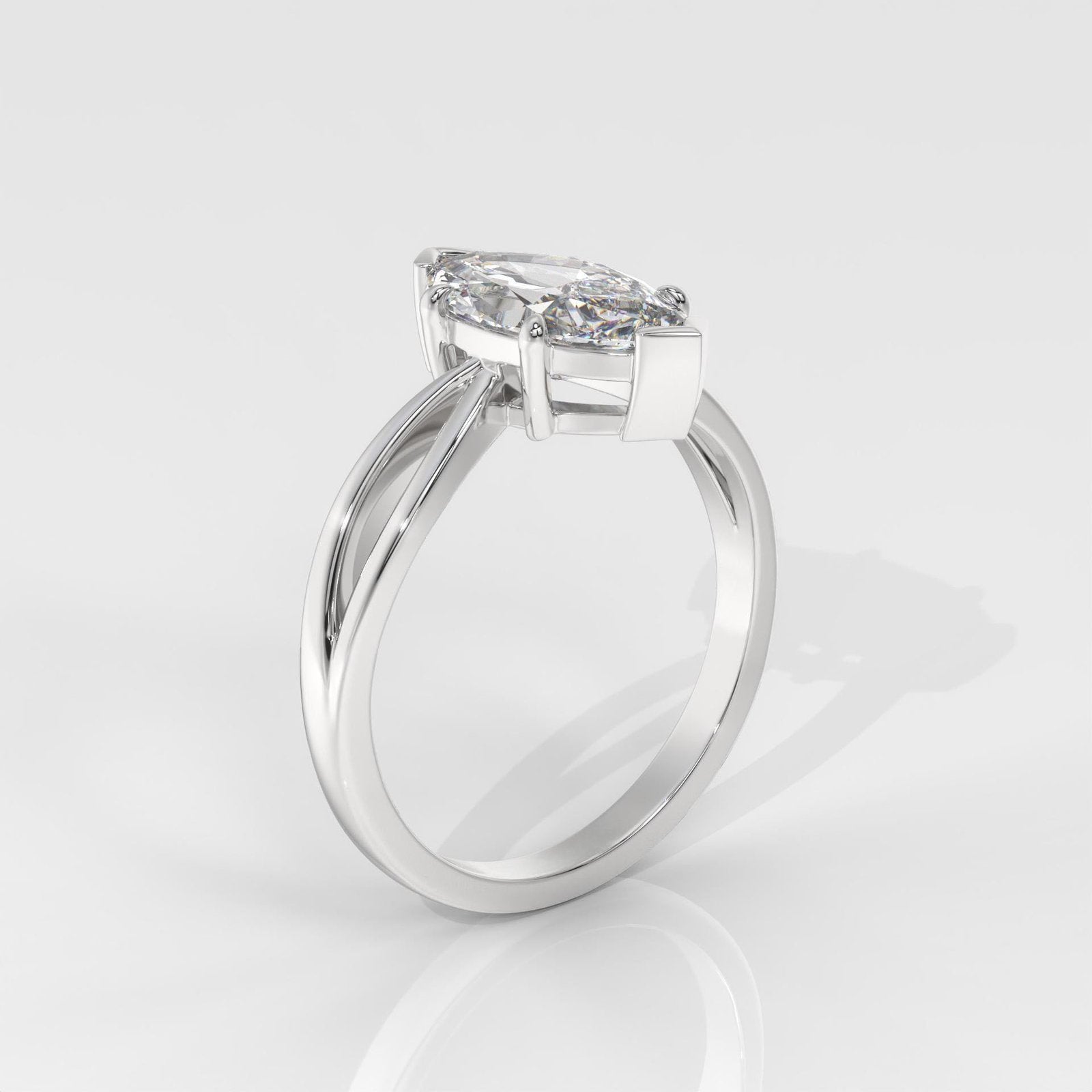 Marquise Cut Solitaire Engagement Ring with Split Shank