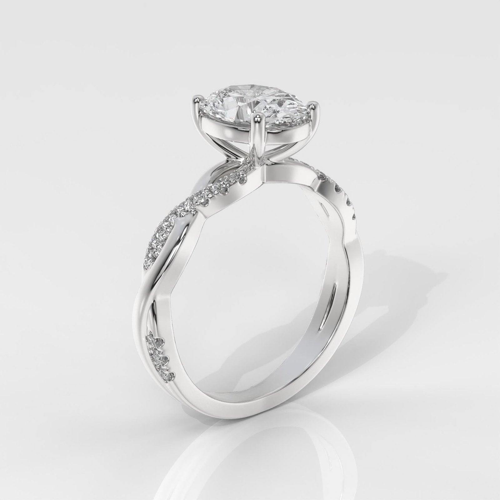 Oval Brilliant Cut Engagement Ring with Twisted Band