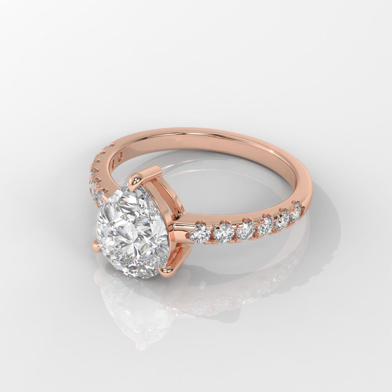 Pear-Shaped Diamond Pave Engagement Ring