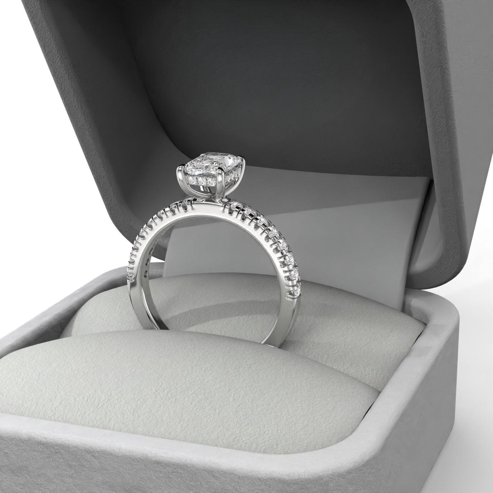 Radiant Cut Diamond Engagement Ring with Side Stones