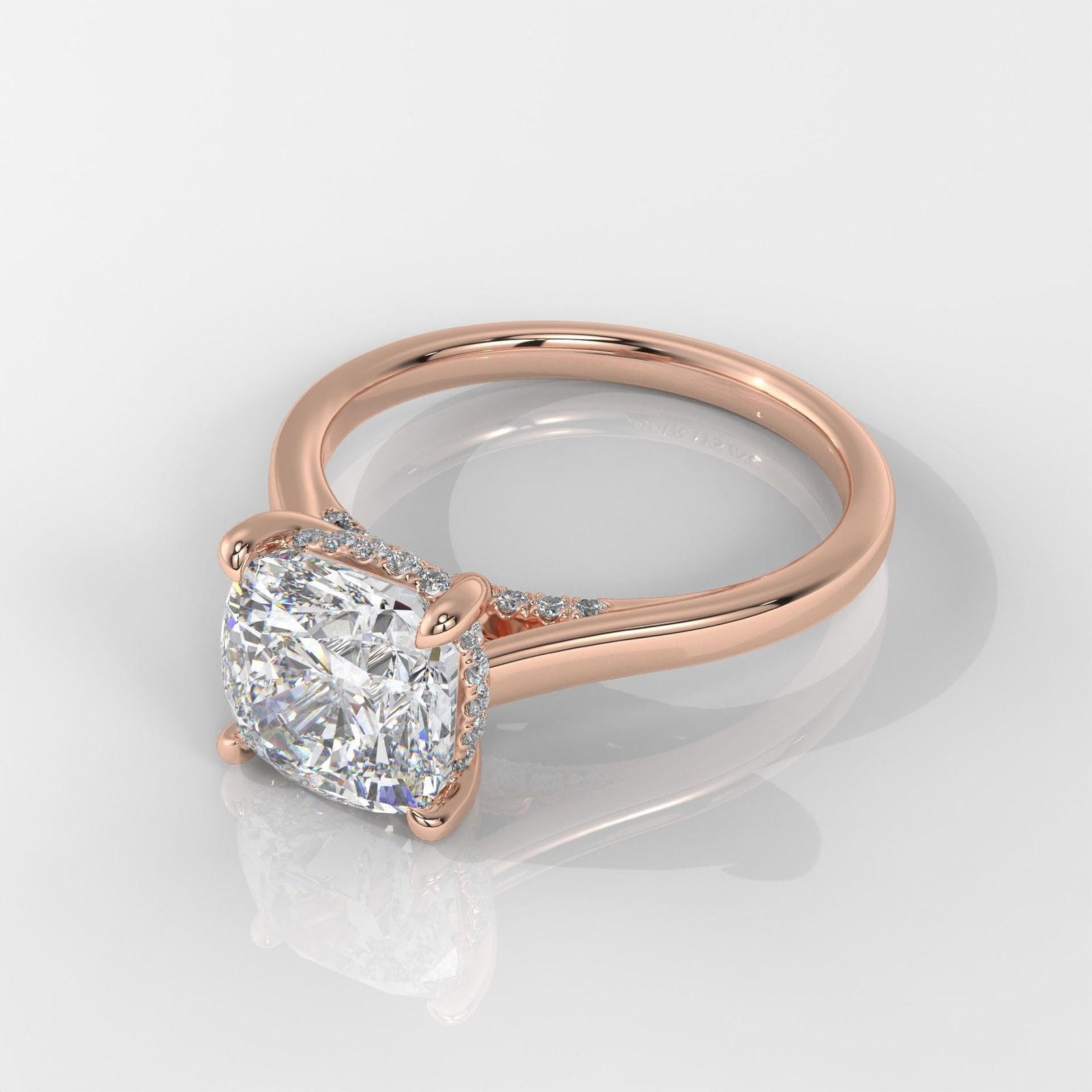 Square Cushion Hiddden Halo Engagement Ring