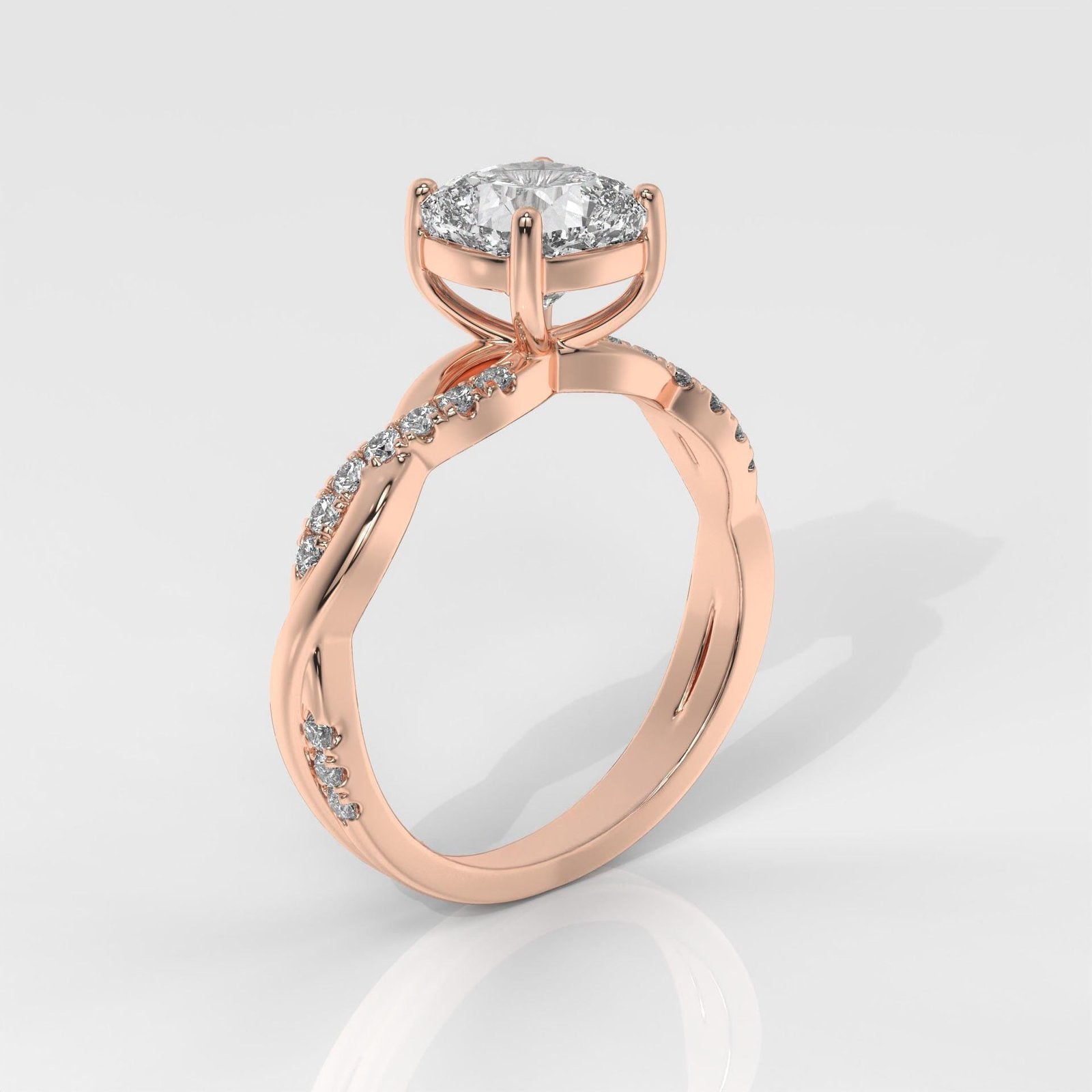 Square Cushion Cut Engagement Ring with Twisted Band