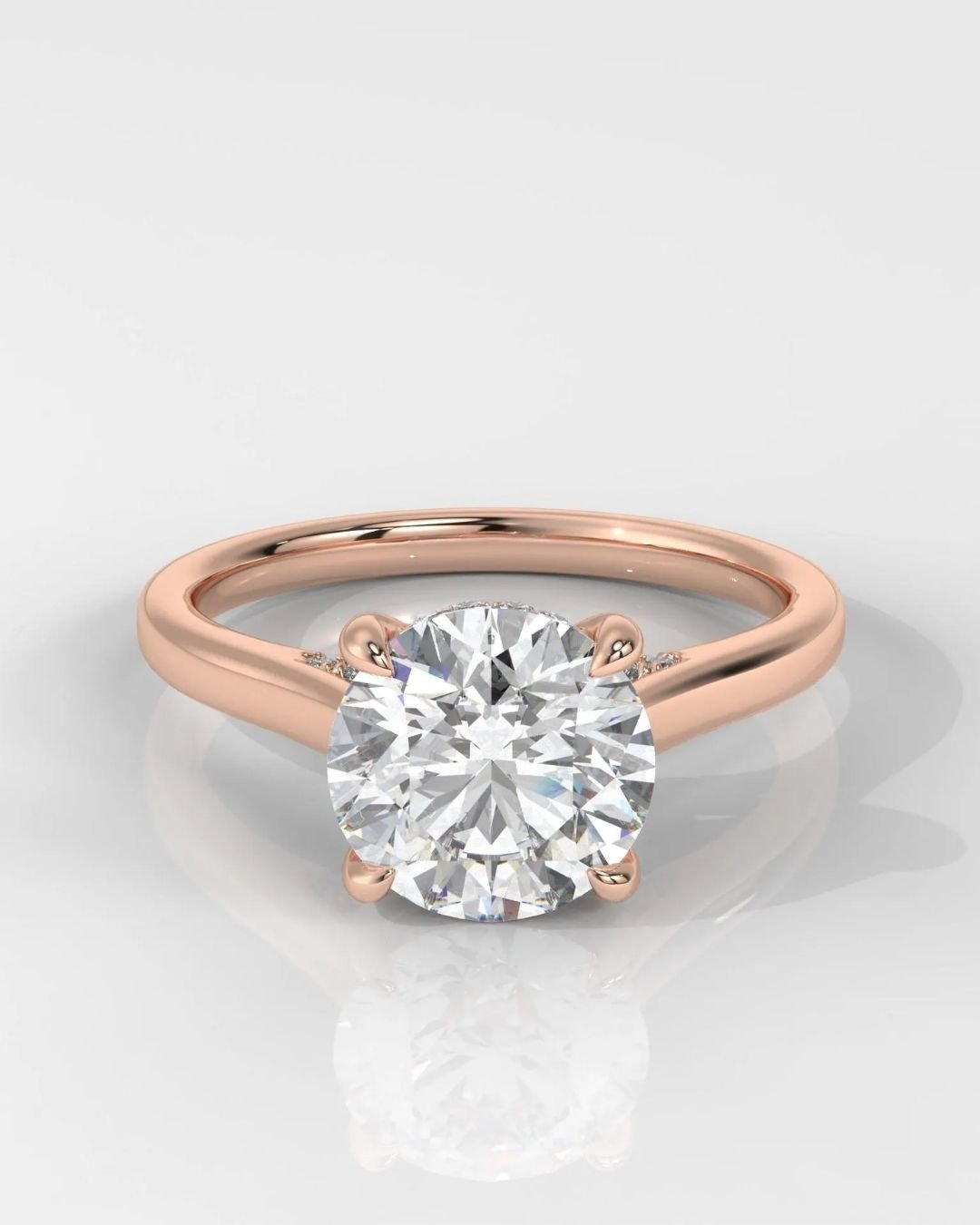 Round Cut Hidden Halo Engagement Ring