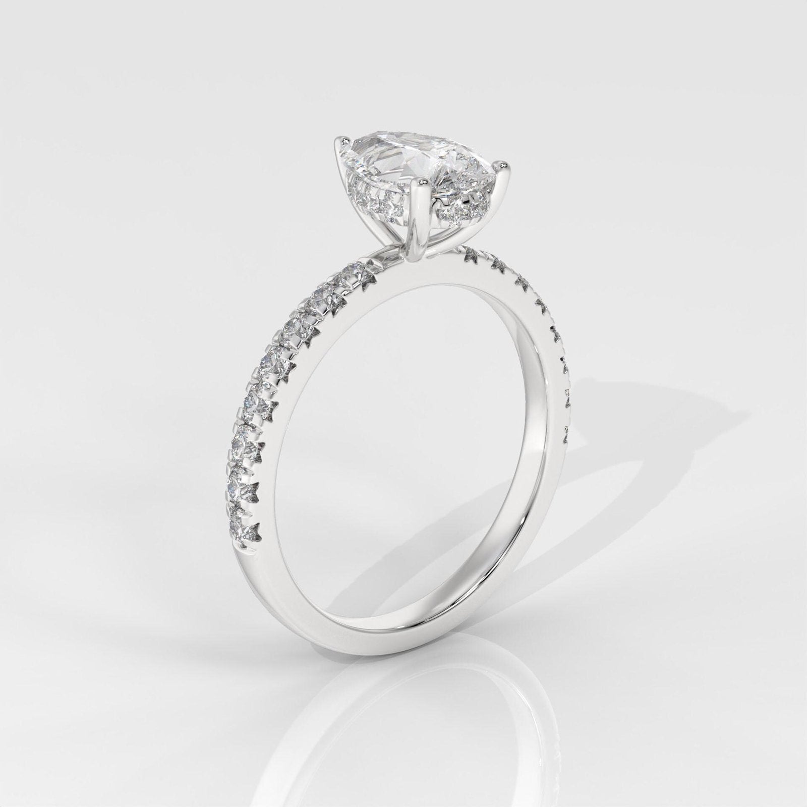 Pear Cut Hidden Halo Engagement Ring