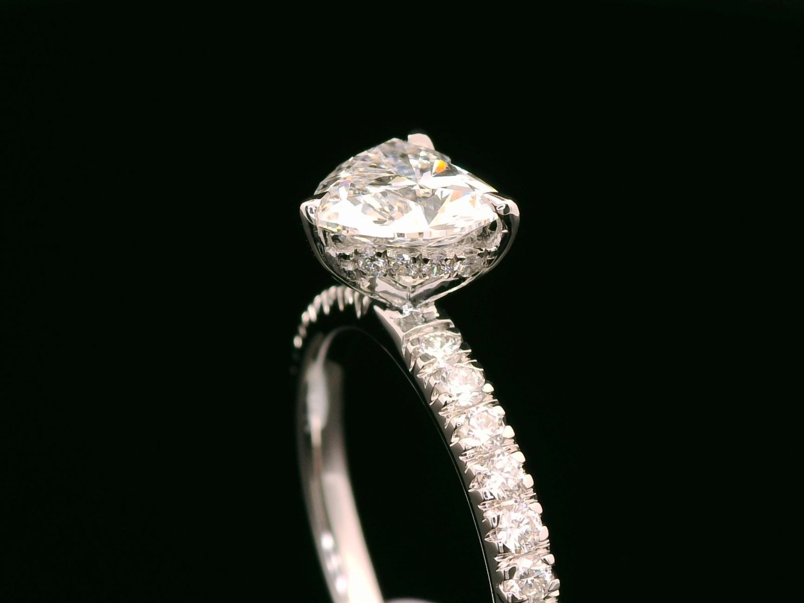 Heart-Shaped Diamond Hidden Halo Engagement Ring
