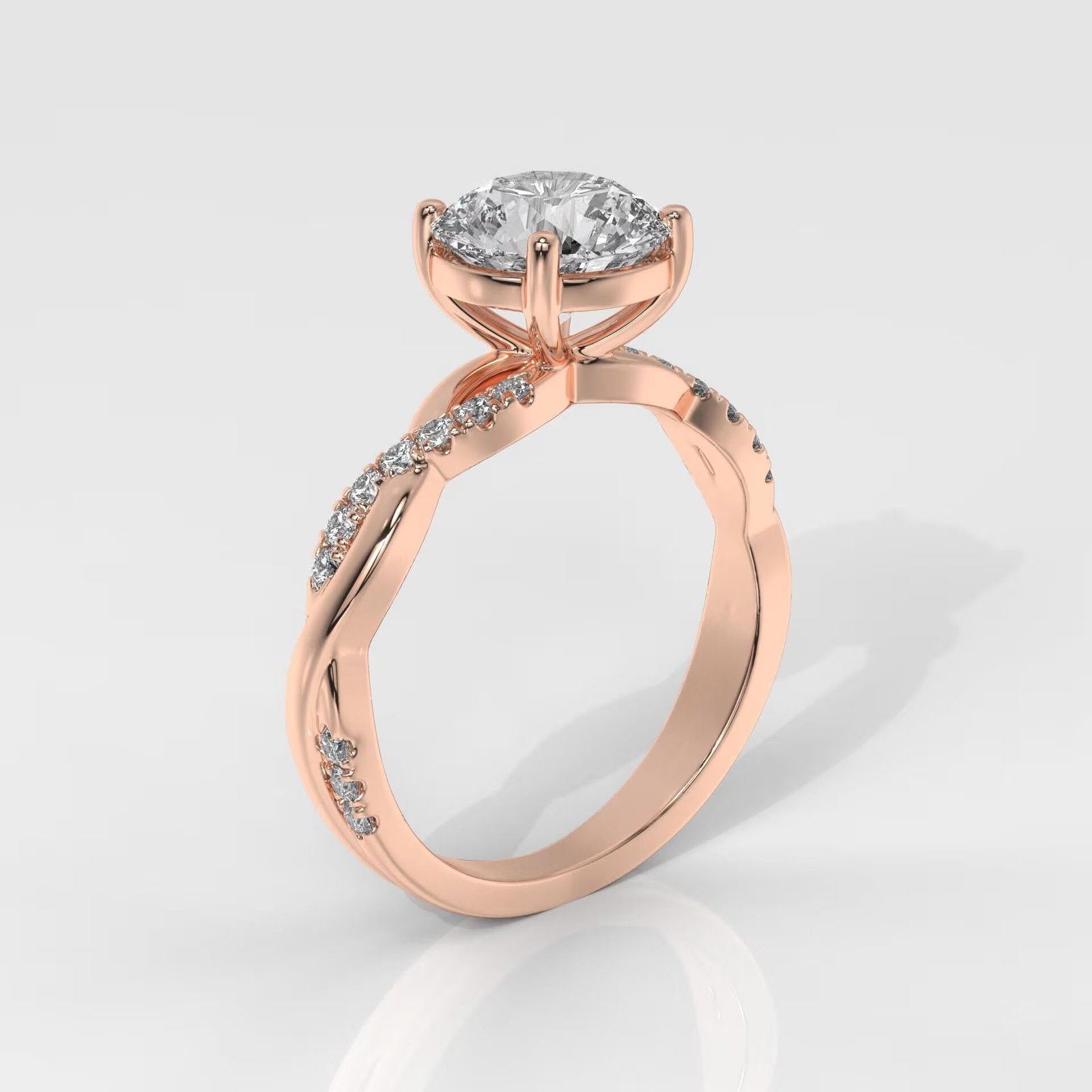 Round Brilliant Cut Engagement Ring with Twisted Band