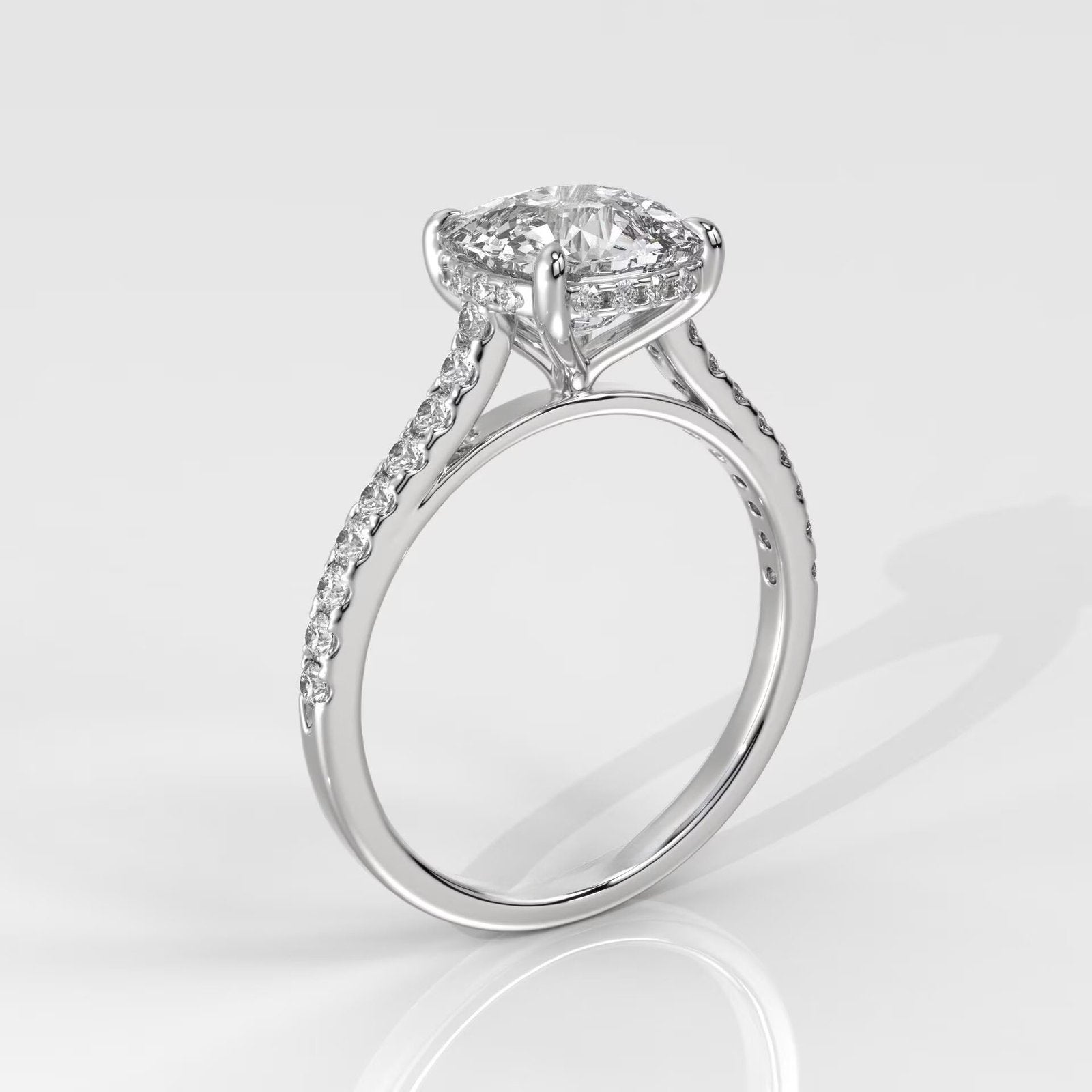 Cushion-Cut Diamond Engagement Ring with Side Stones