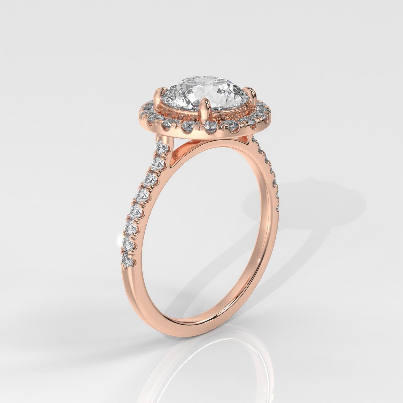 Round Halo IGI Certified Engagement Ring