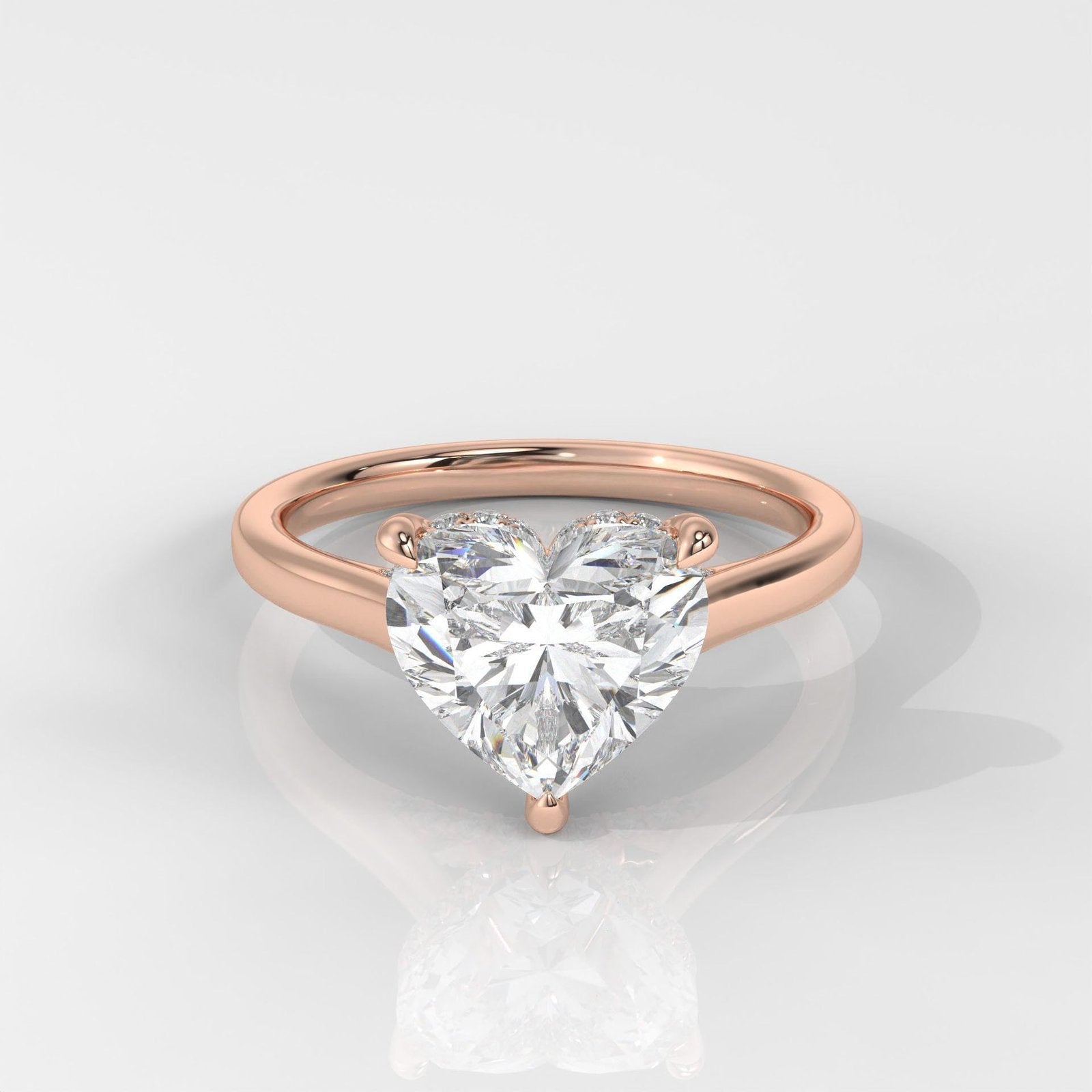 Heart Cut Hidden Halo Enagement Ring