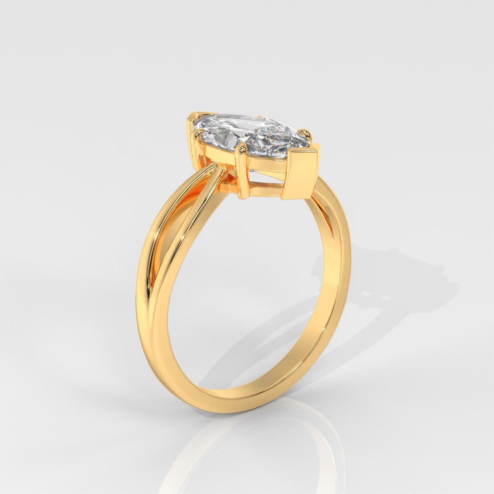Marquise Cut Solitaire Engagement Ring with Split Shank