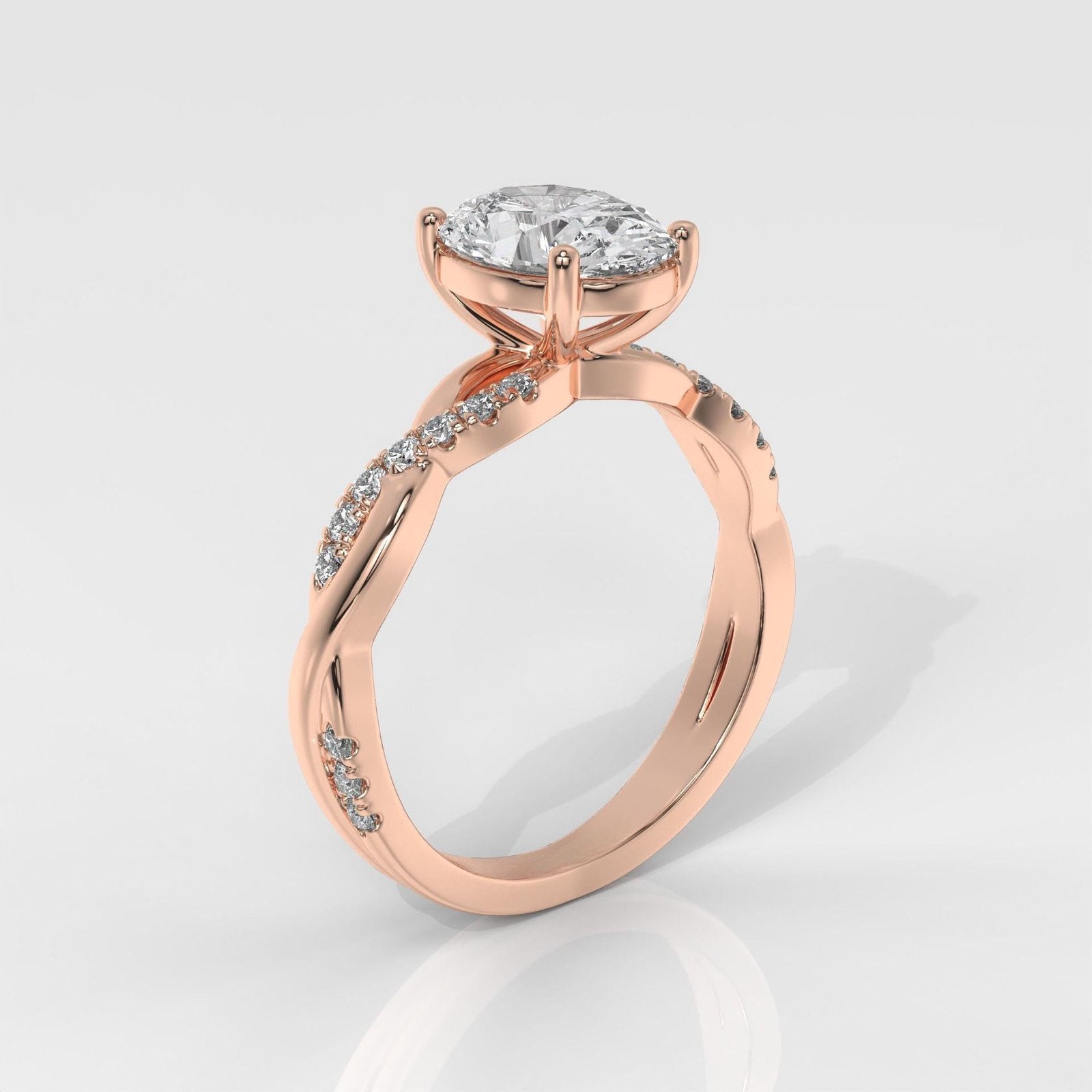 Oval Brilliant Cut Engagement Ring with Twisted Band