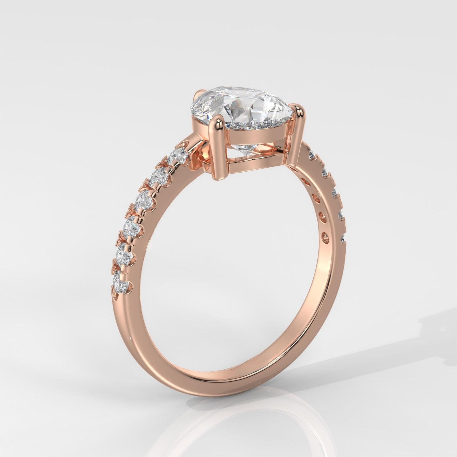 Pear-Shaped Diamond Pave Engagement Ring