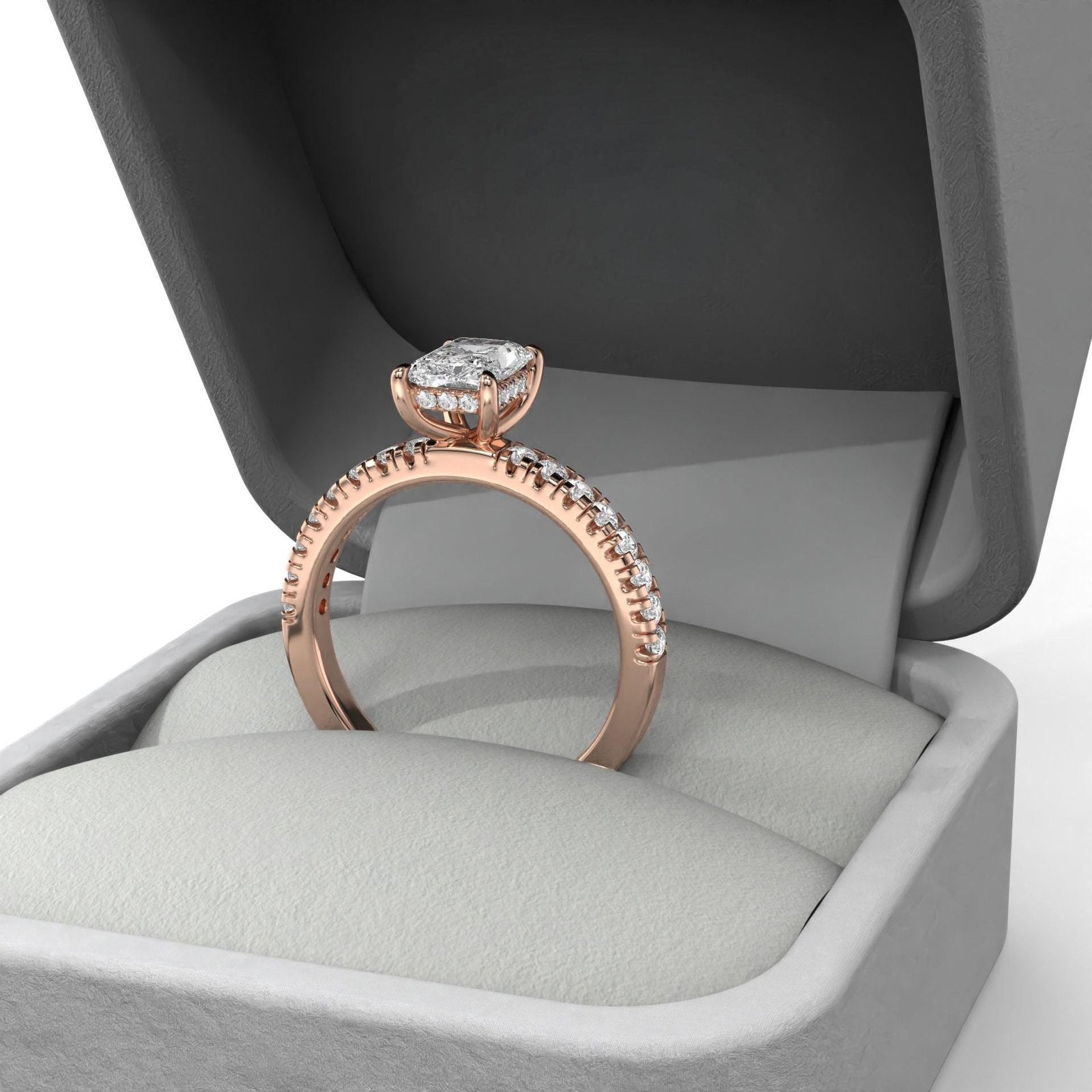 Radiant Cut Diamond Engagement Ring with Side Stones
