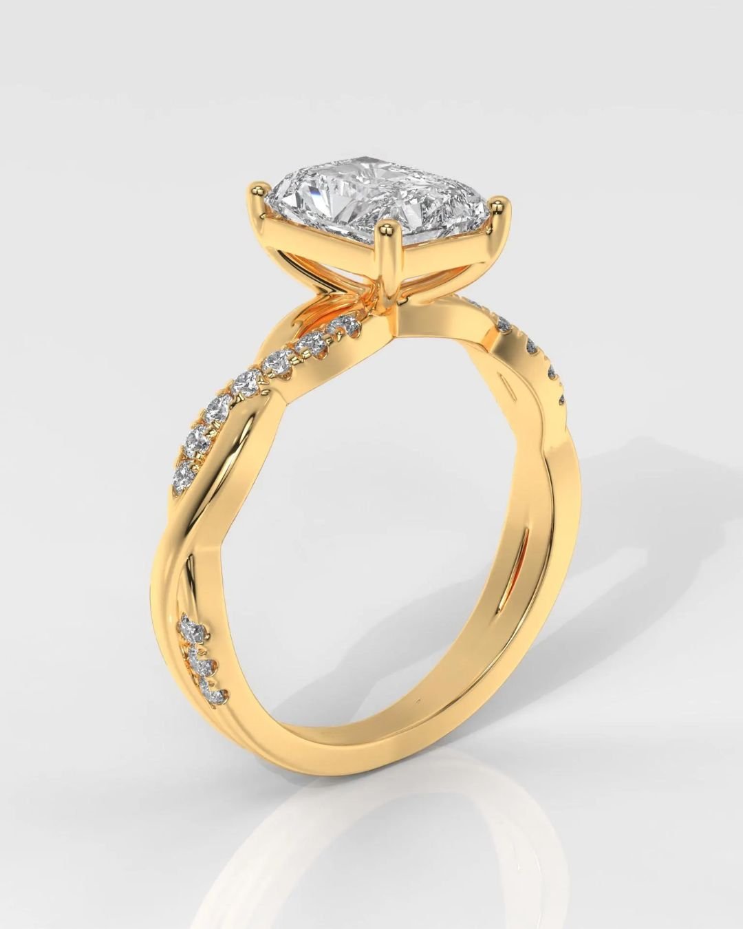 Radiant Cut Diamond Ring With Twisted Band