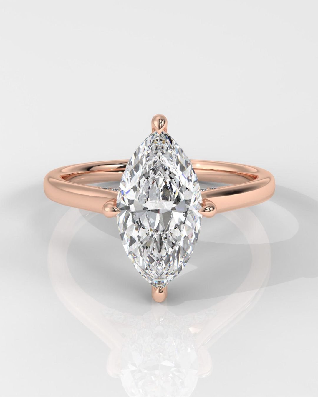Marquise Cut Engagement Ring With Hidden Halo