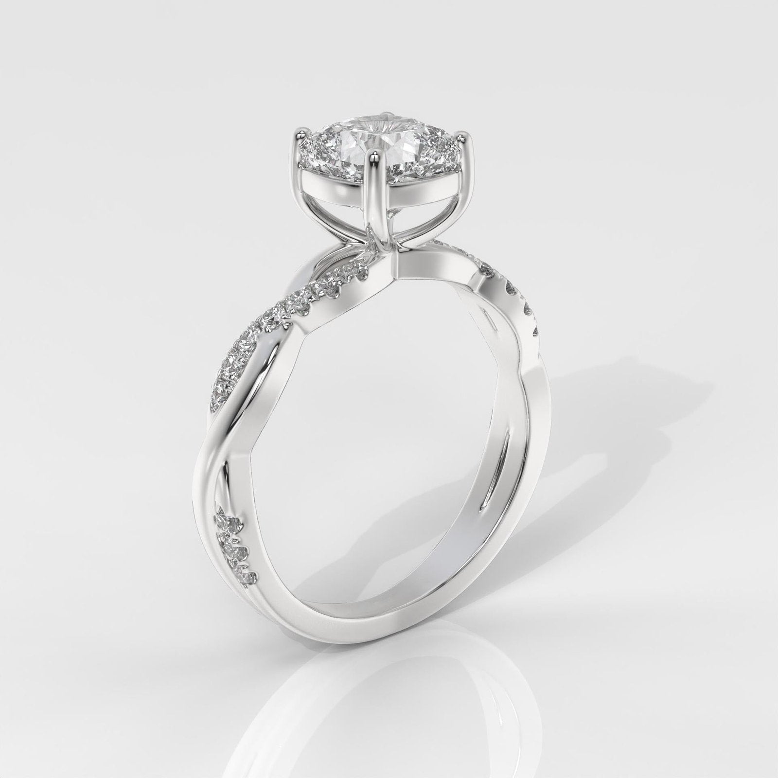 Square Cushion Cut Engagement Ring with Twisted Band