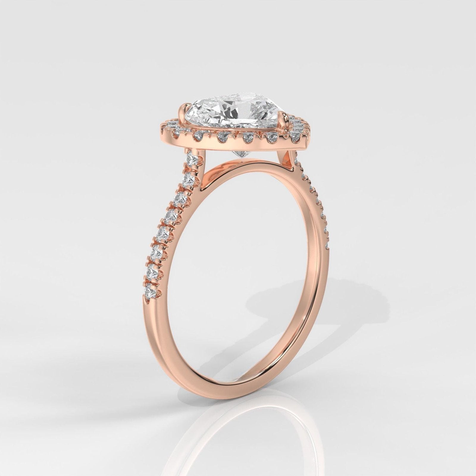 Heart Cut Engagement Ring with Halo Setting