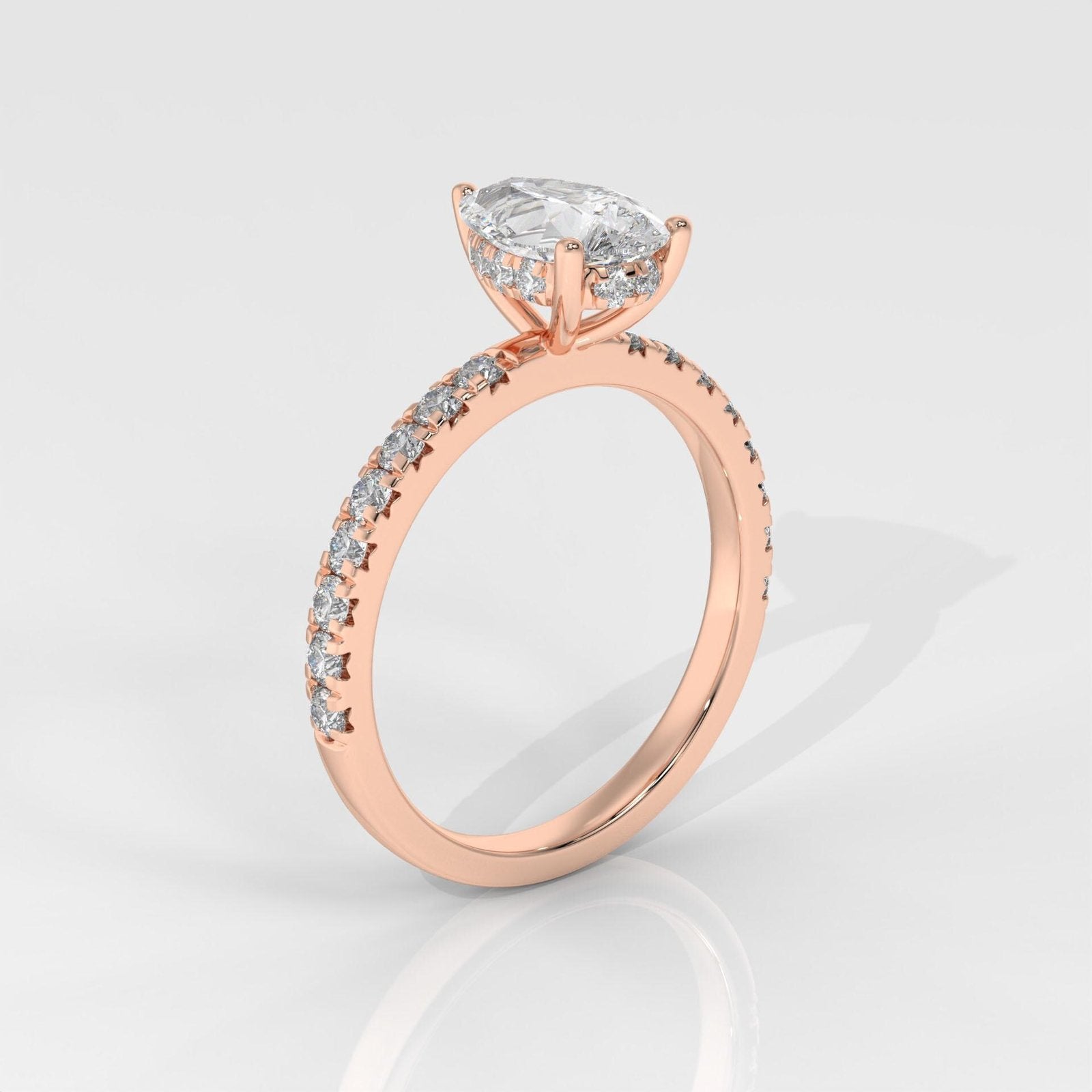 Pear Cut Hidden Halo Engagement Ring