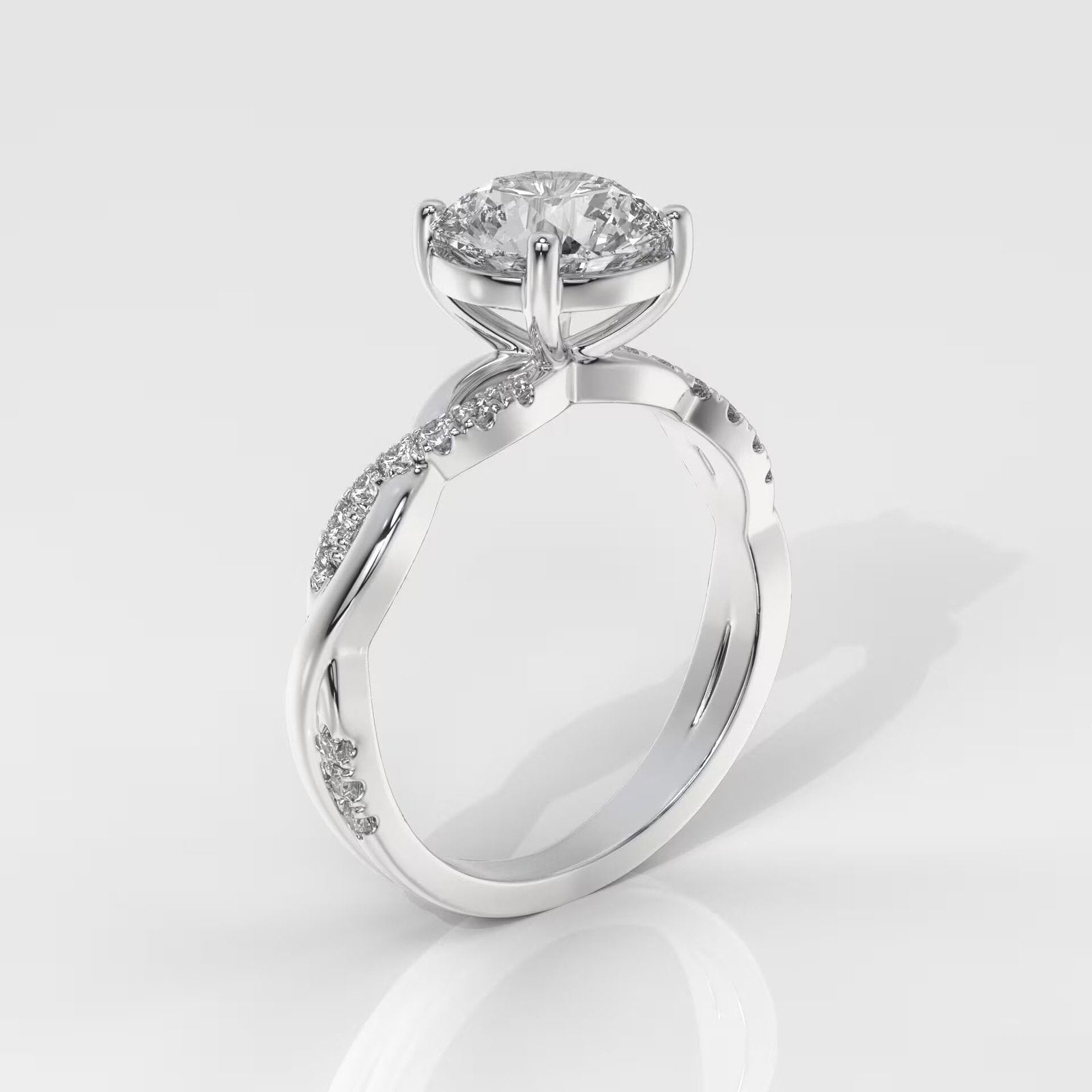 Round Brilliant Cut Engagement Ring with Twisted Band