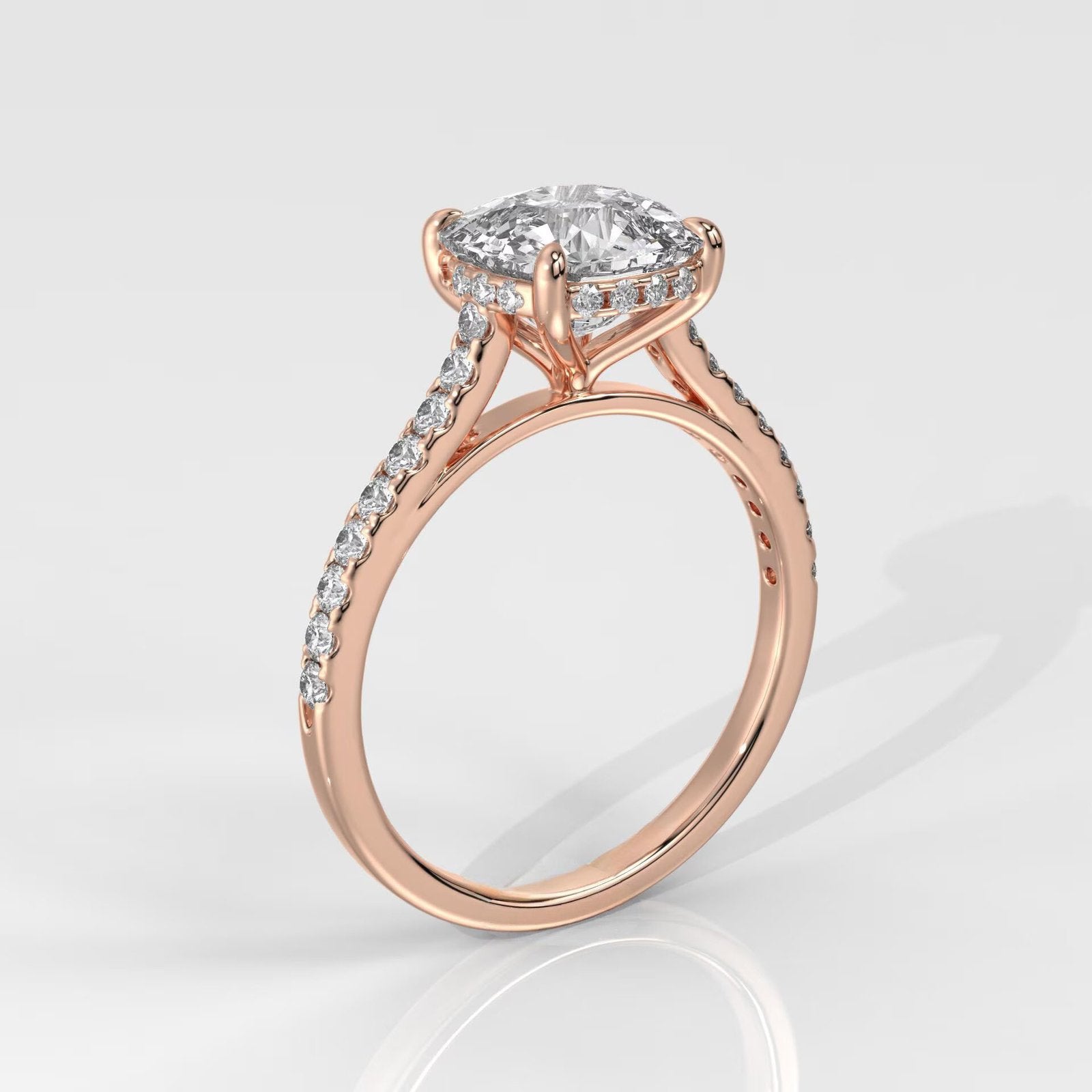 Cushion-Cut Diamond Engagement Ring with Side Stones