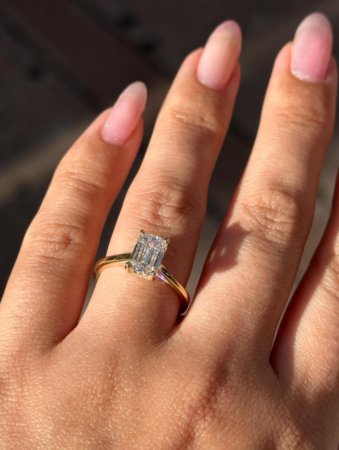 Emerald Cut Hidden Halo Engagement Ring