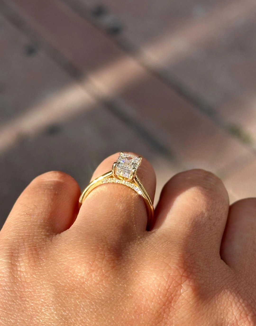 Emerald Cut Hidden Halo Engagement Ring