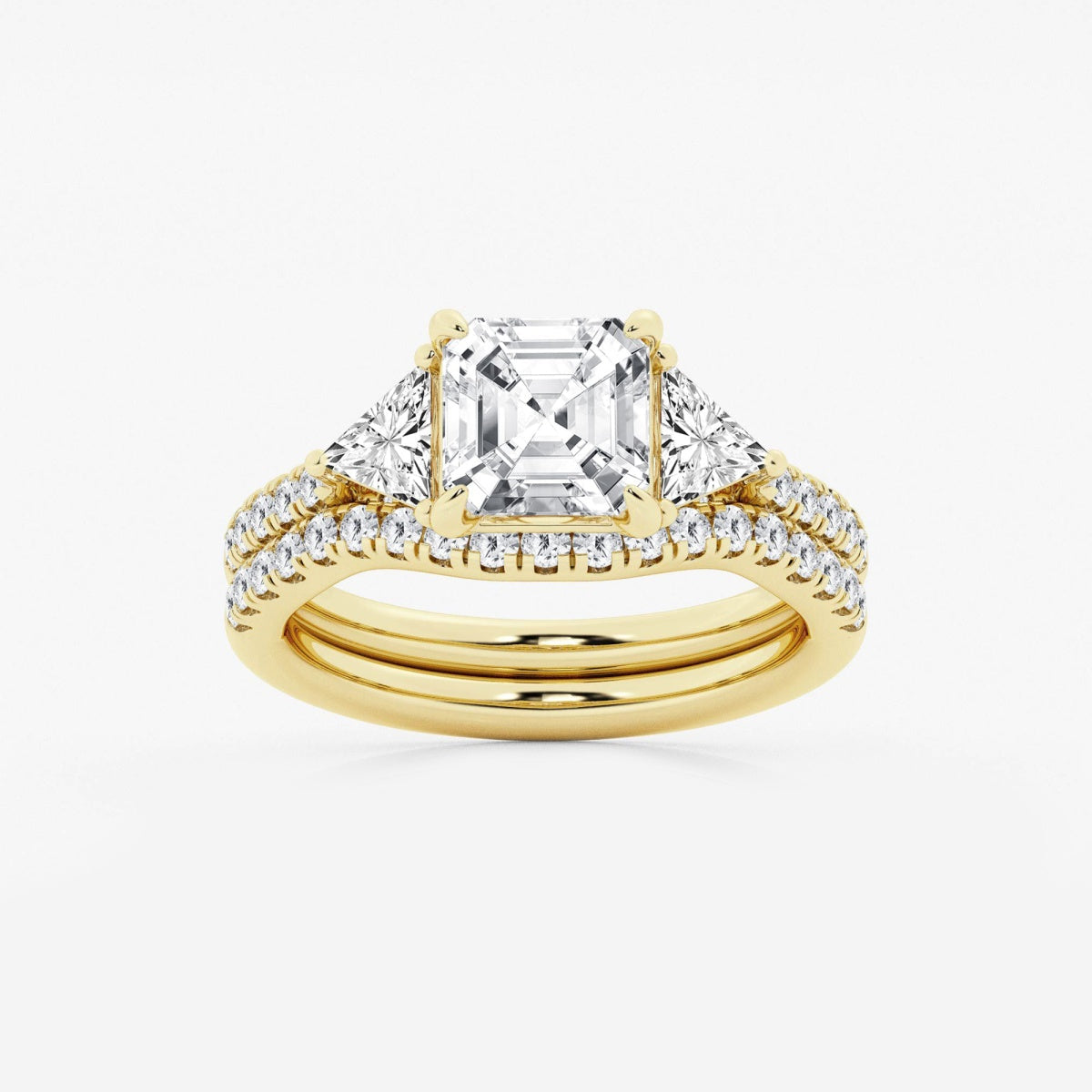 Isla - Three-Stone Bridal Set Engagement Ring