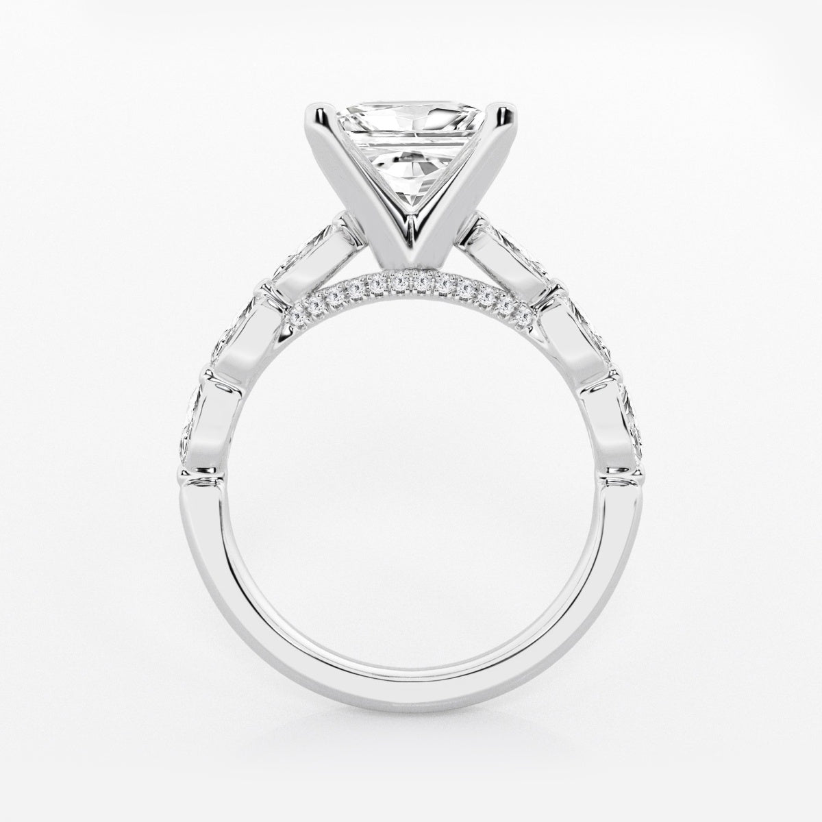 Mila - Floating Side Stones Engagement Ring