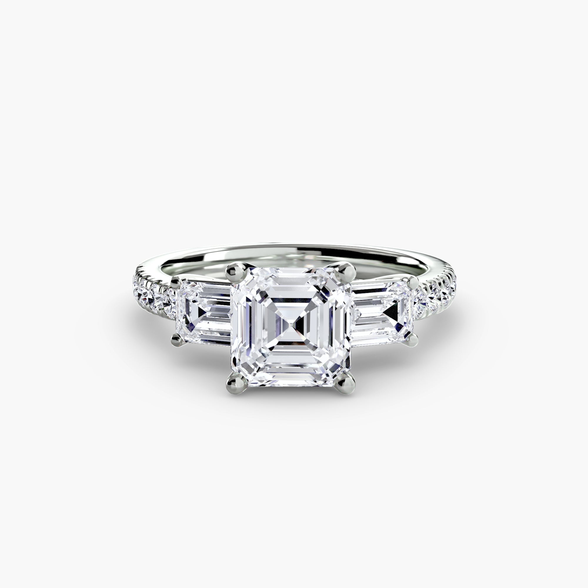 Three-Stone Ring with PavÃ© Band 4