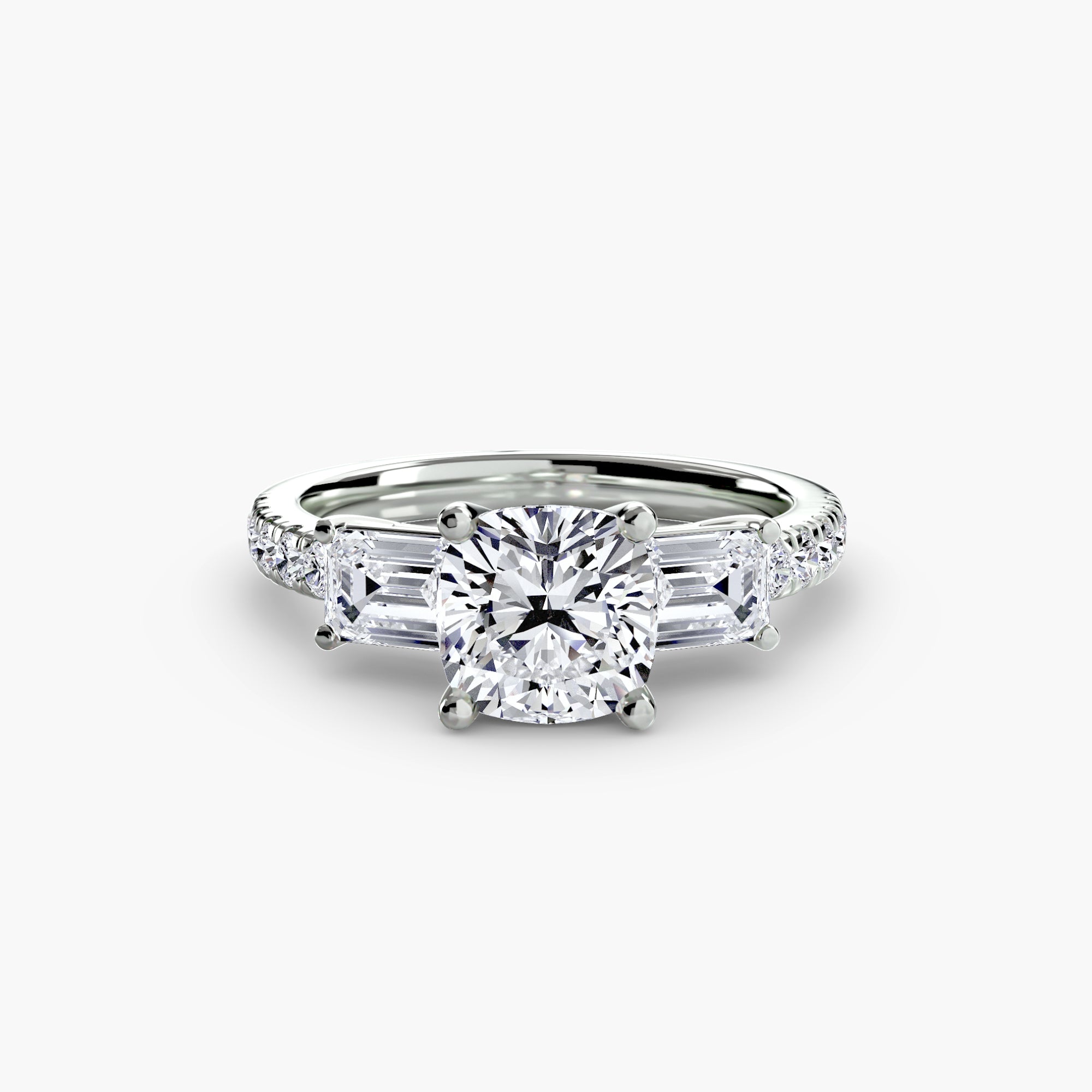 Three-Stone Ring with PavÃ© Band 4