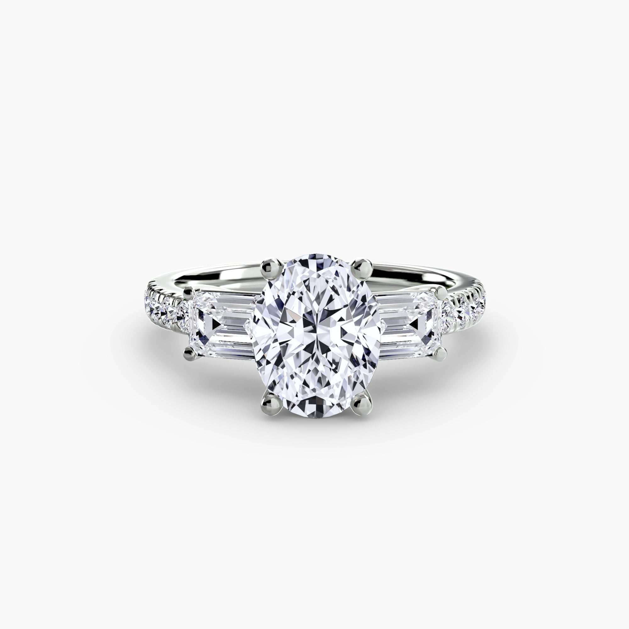 Three-Stone Ring with PavÃ© Band 4