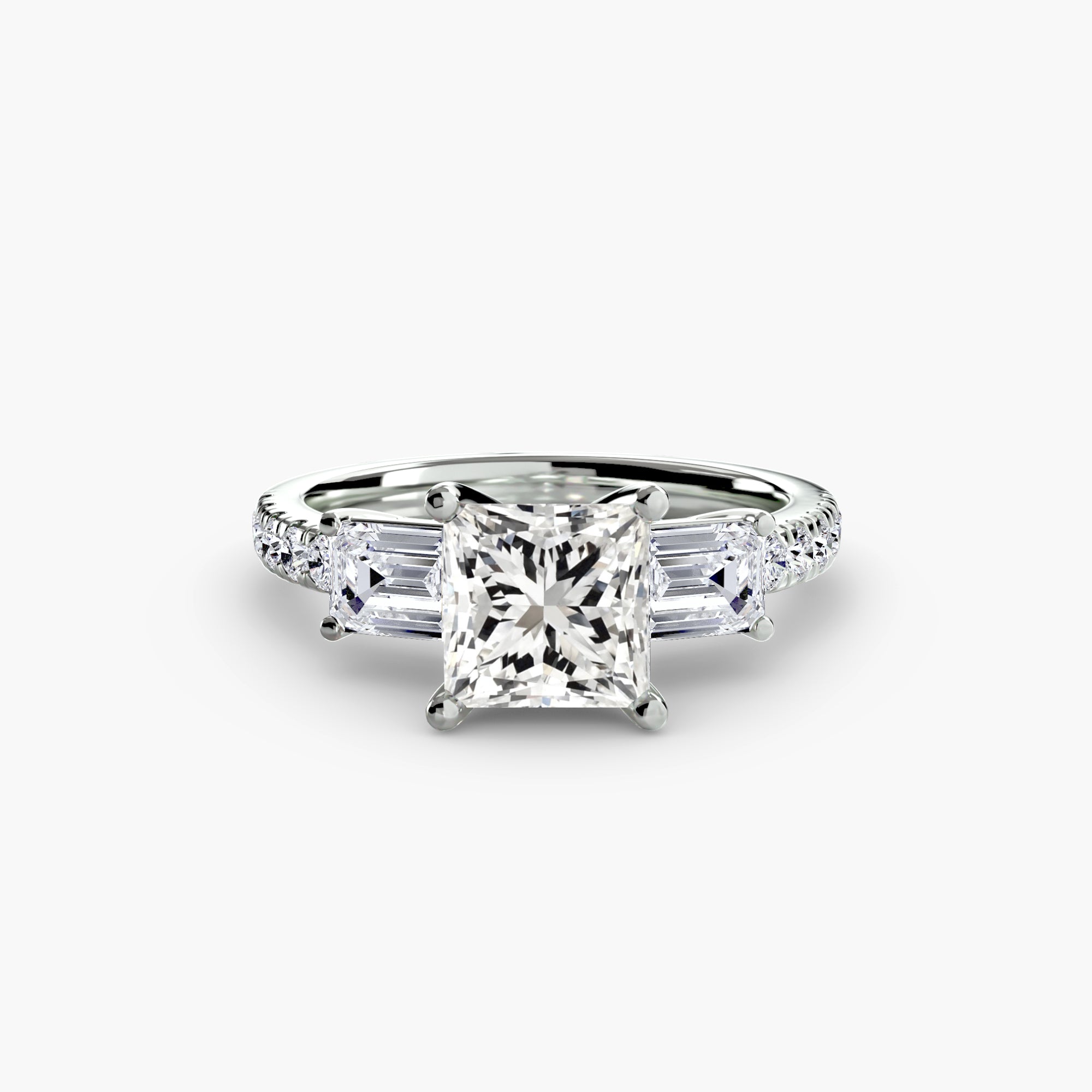 Three-Stone Ring with PavÃ© Band 4