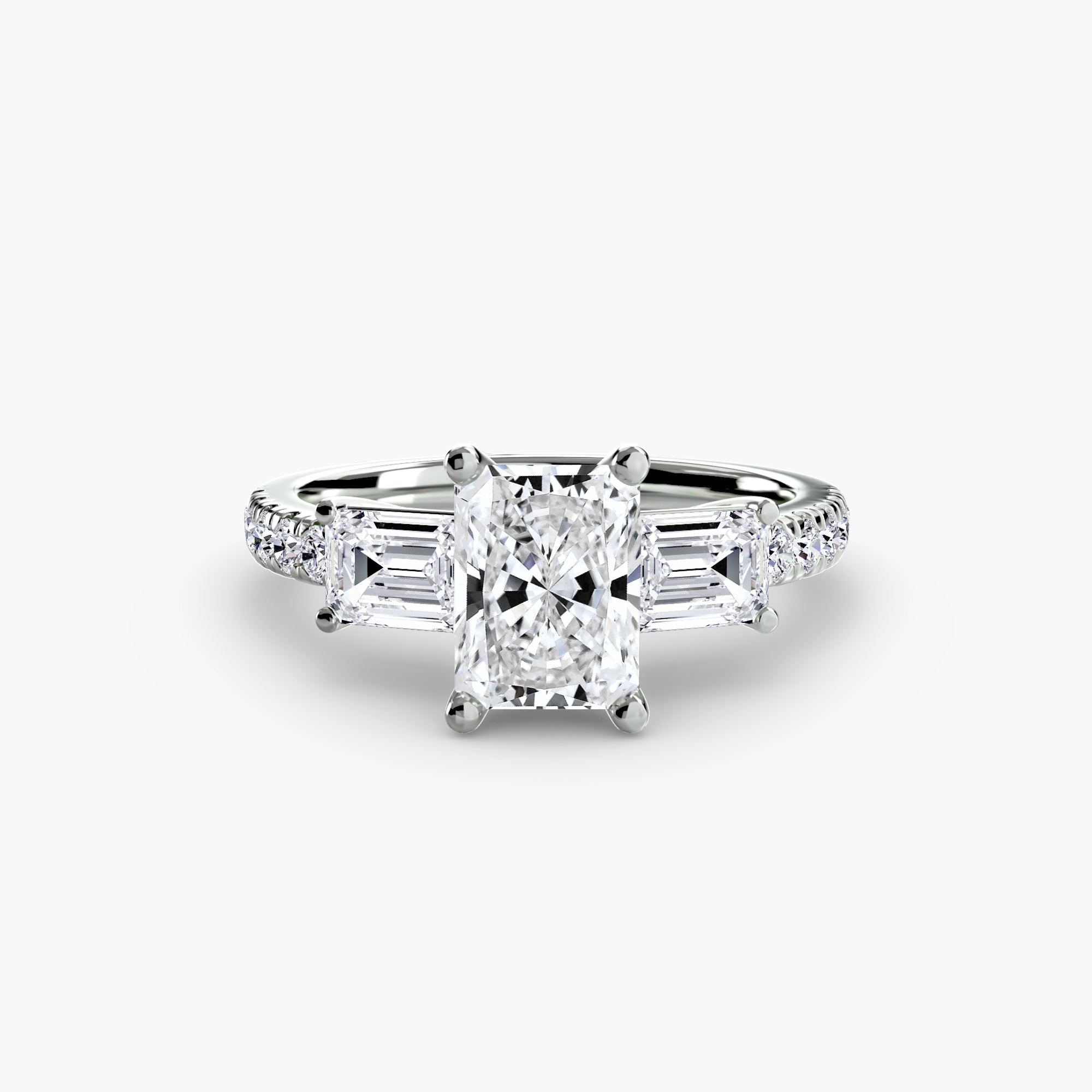 Three-Stone Ring with PavÃ© Band 4
