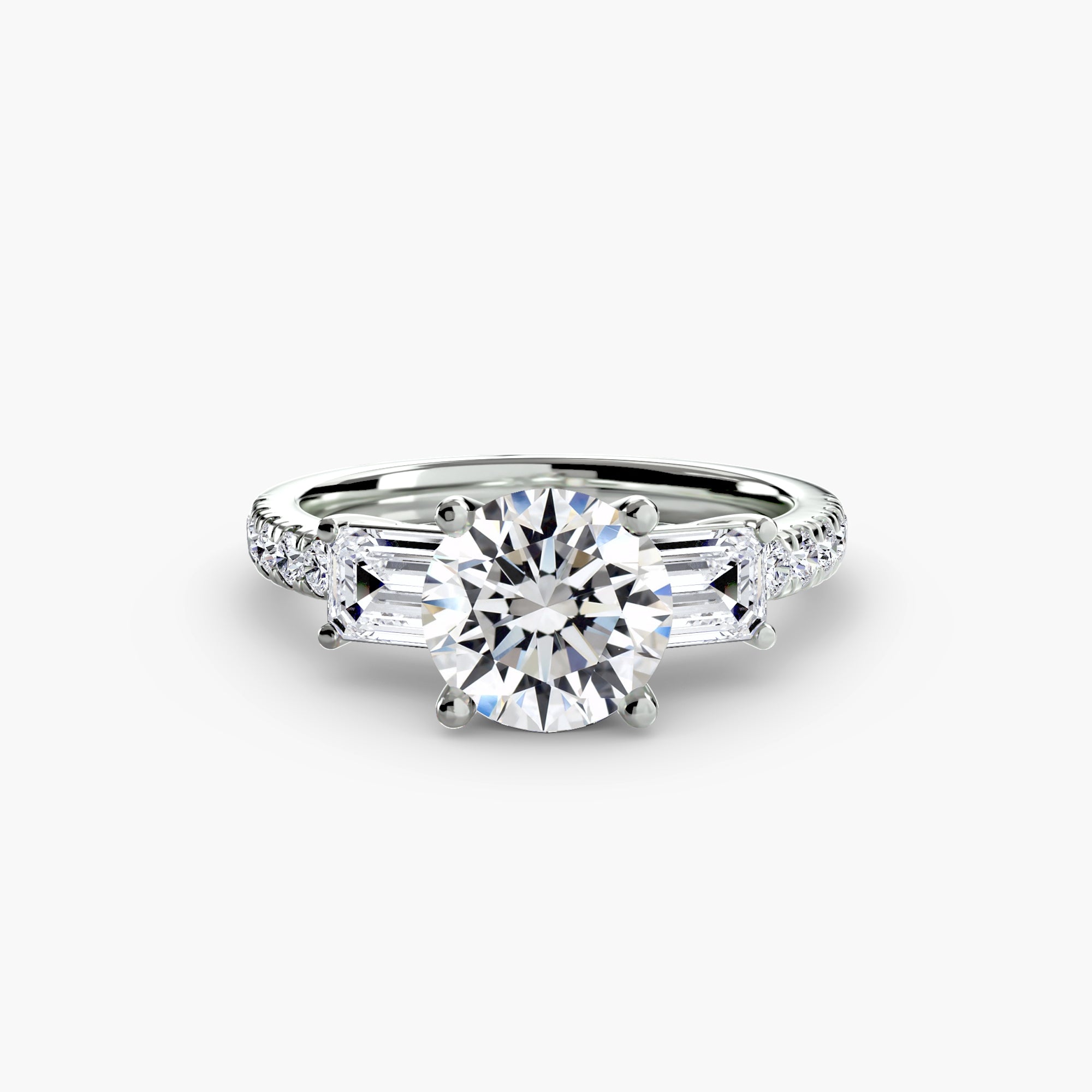 Three-Stone Ring with PavÃ© Band 4