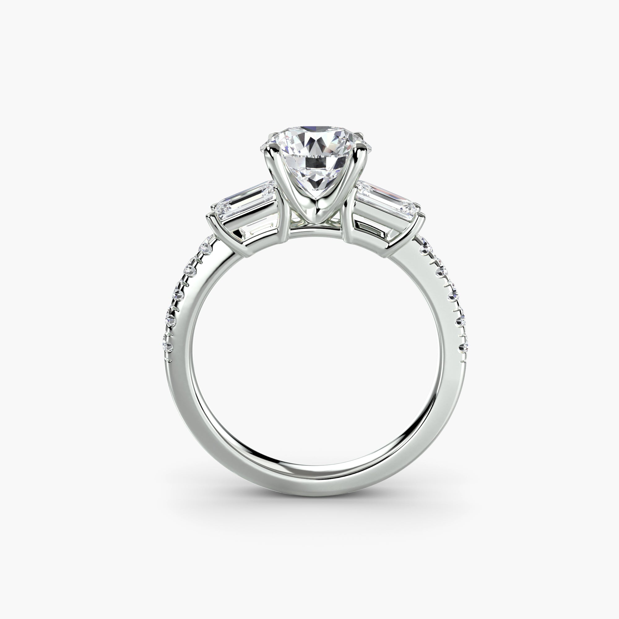 Three-Stone Ring with PavÃ© Band 4