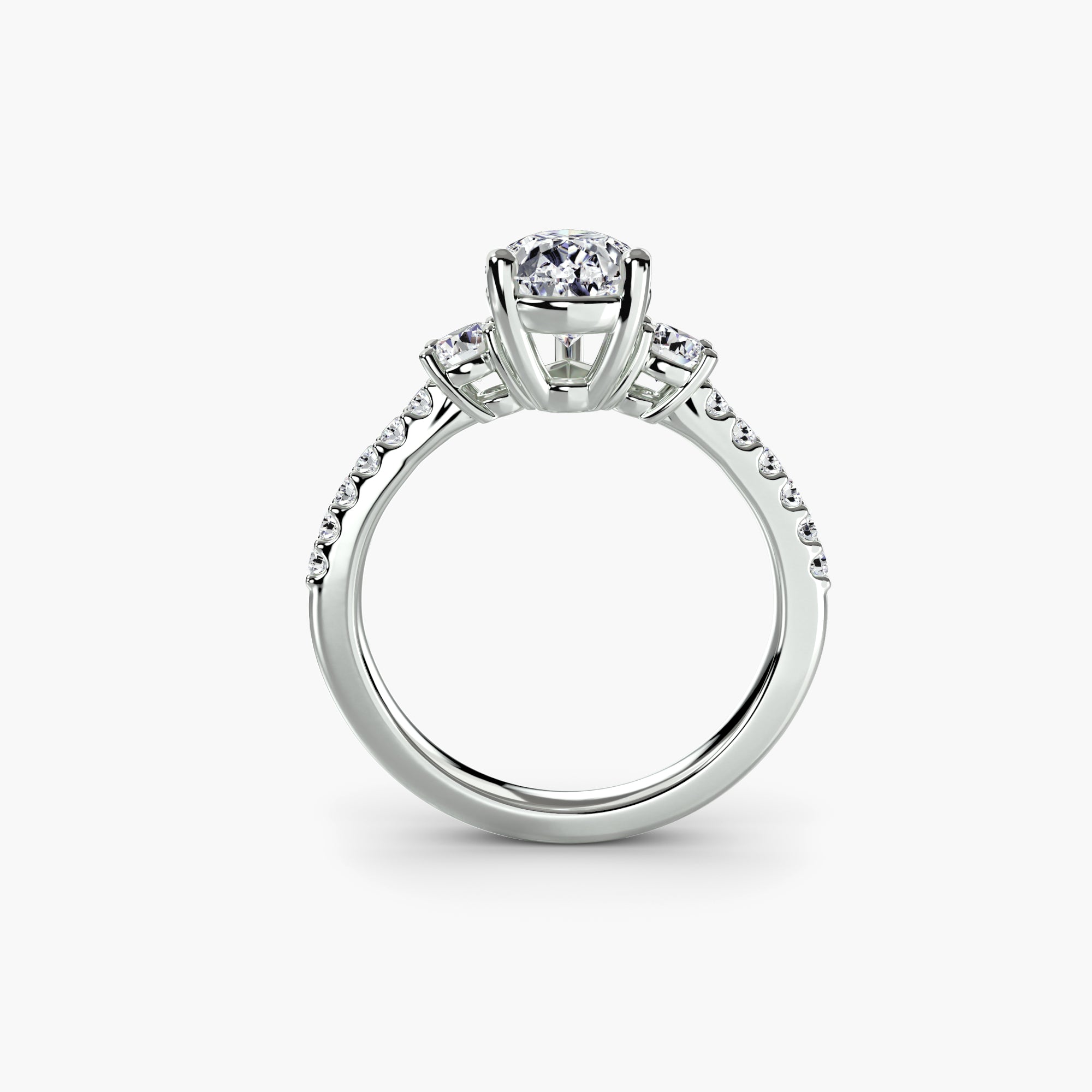 Three-Stone Ring with PavÃ© Band 5