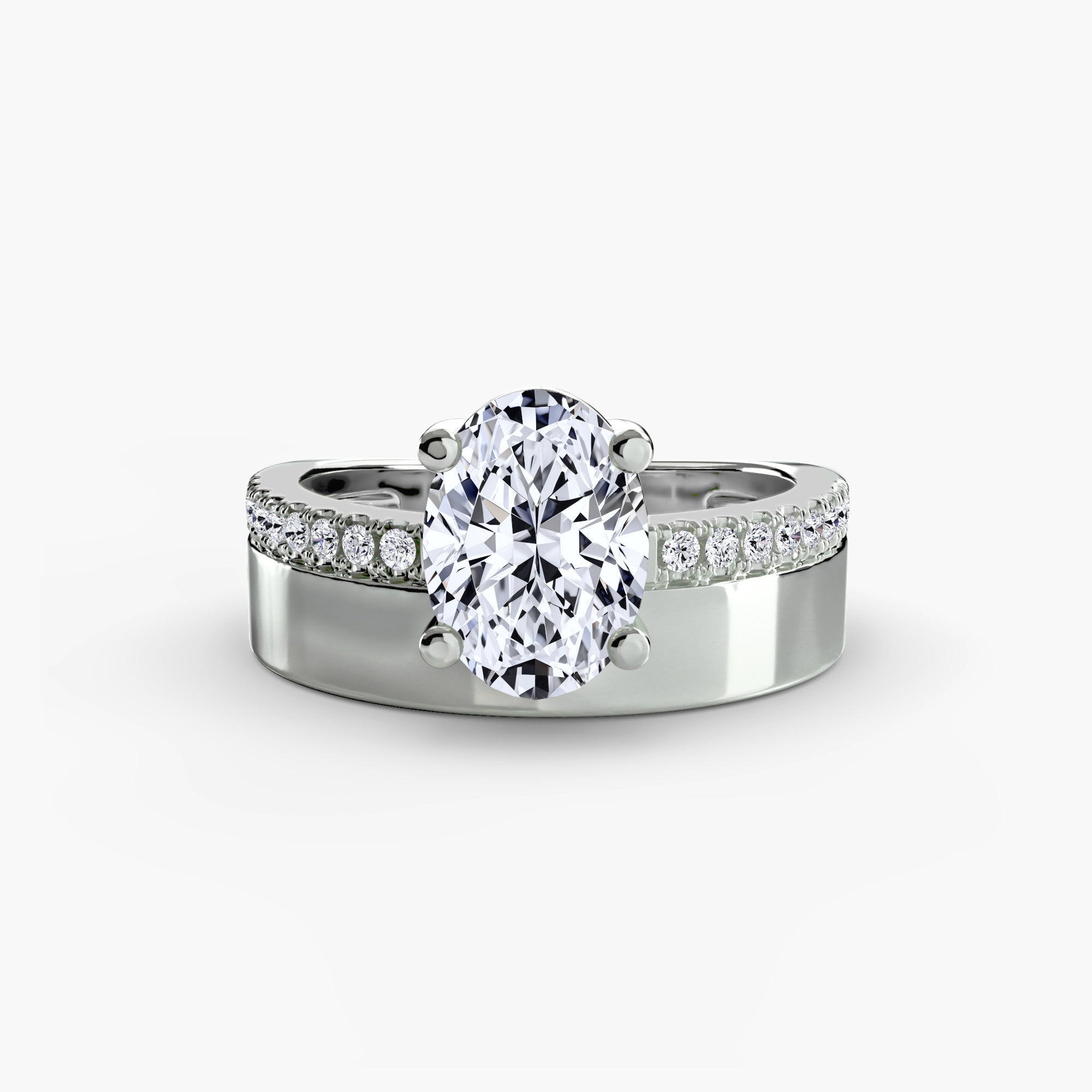Wide Band Solitaire with PavÃ© Band