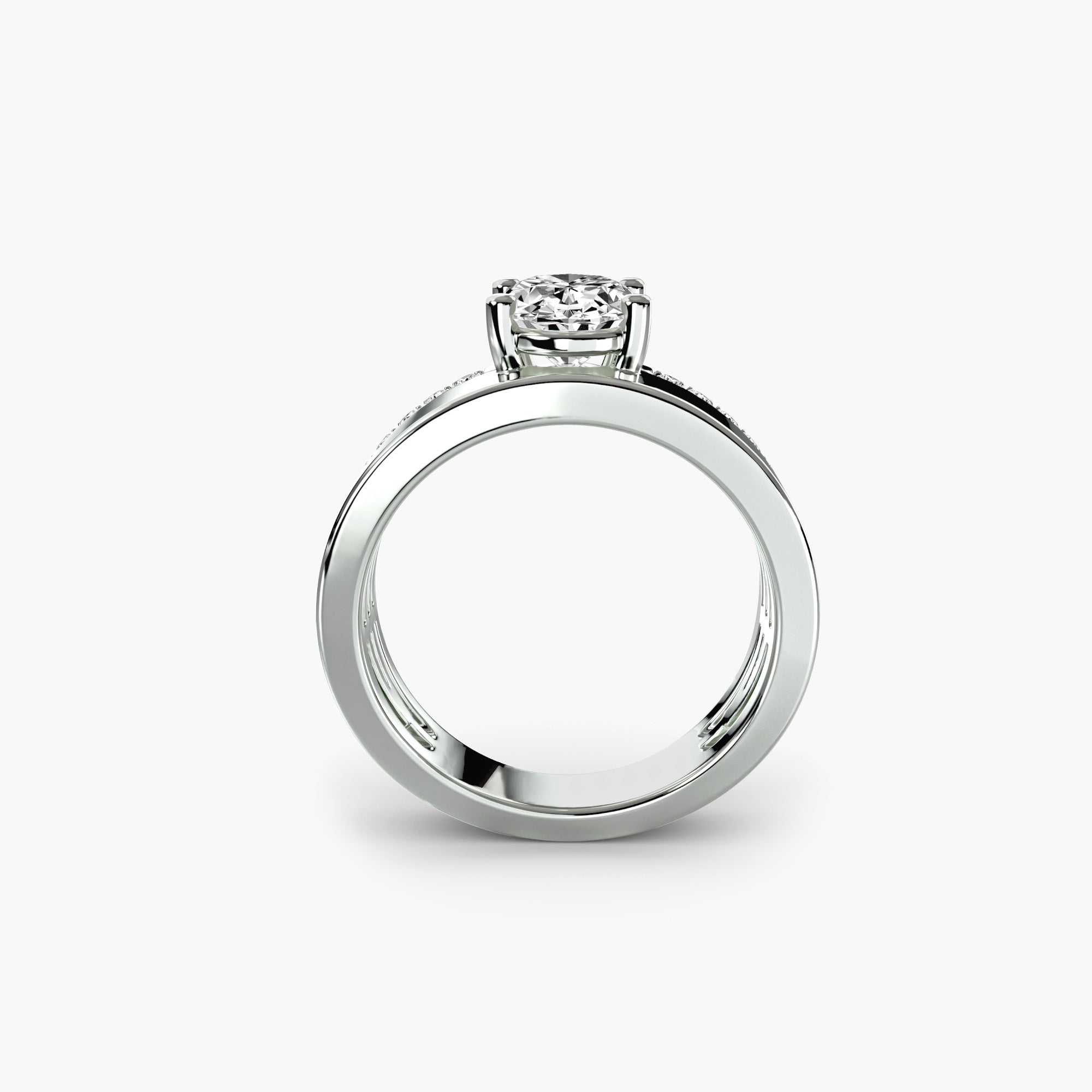 Wide Band Solitaire with PavÃ© Band
