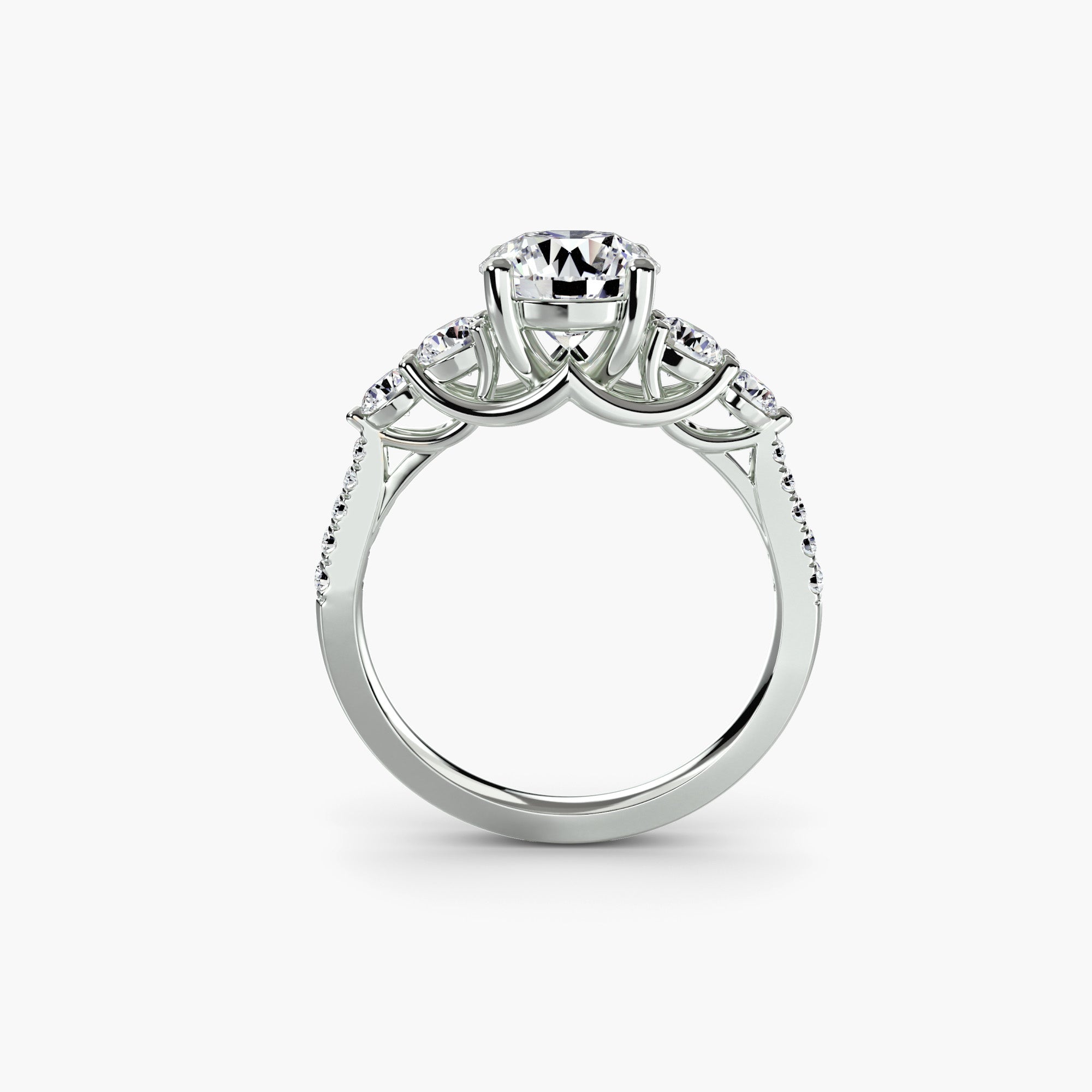 Five Stone Ring with PavÃ© Band