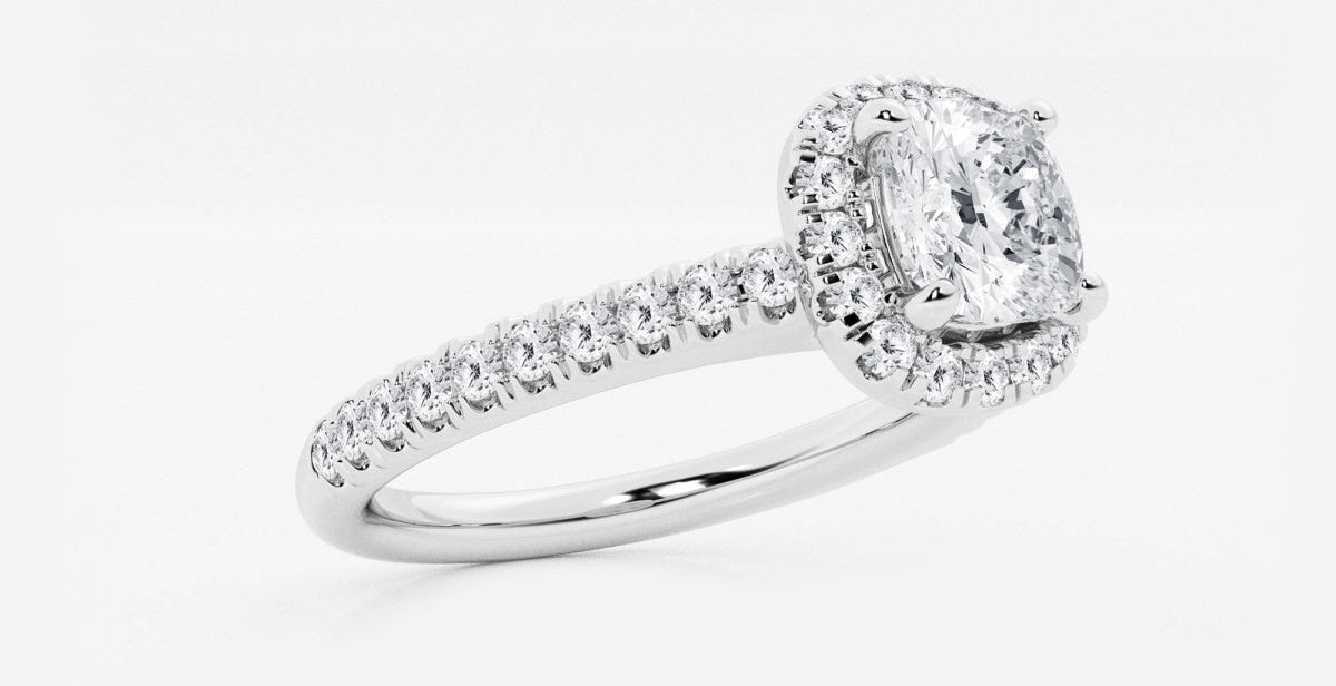 Stella - V-Prong Halo Engagement Ring