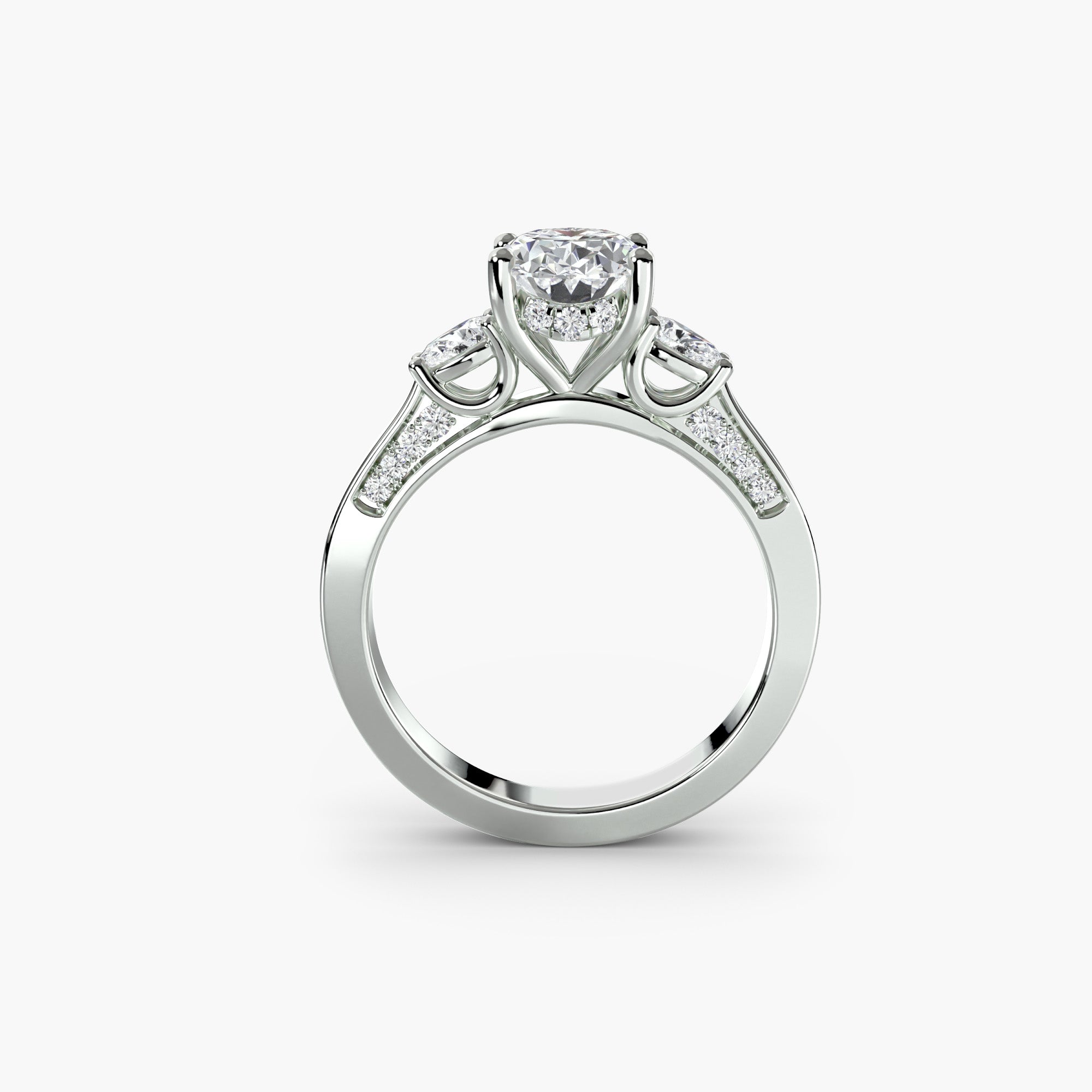 Three Stone with PavÃ© Shoulders