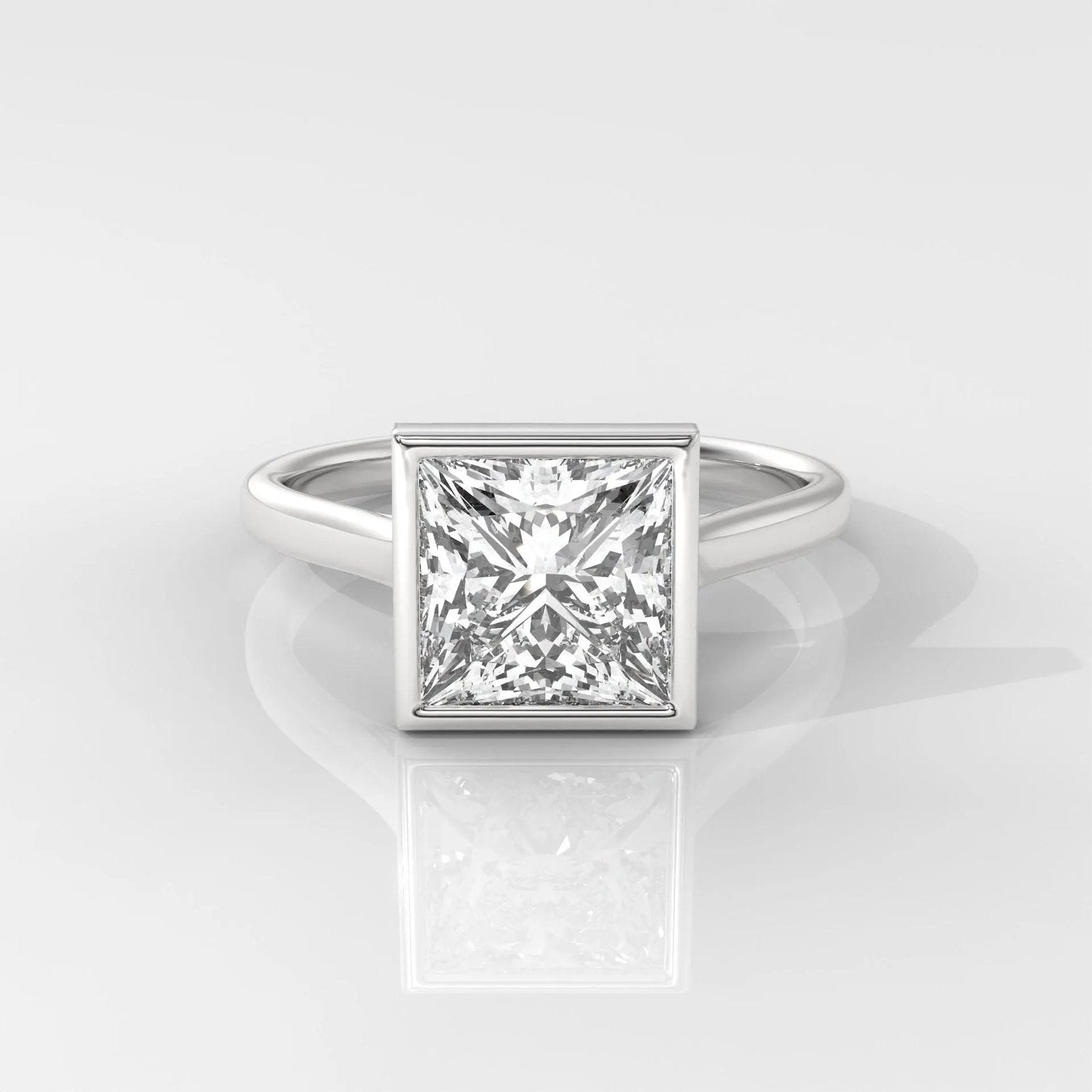 Princess Cut Bezel Engagement Ring
