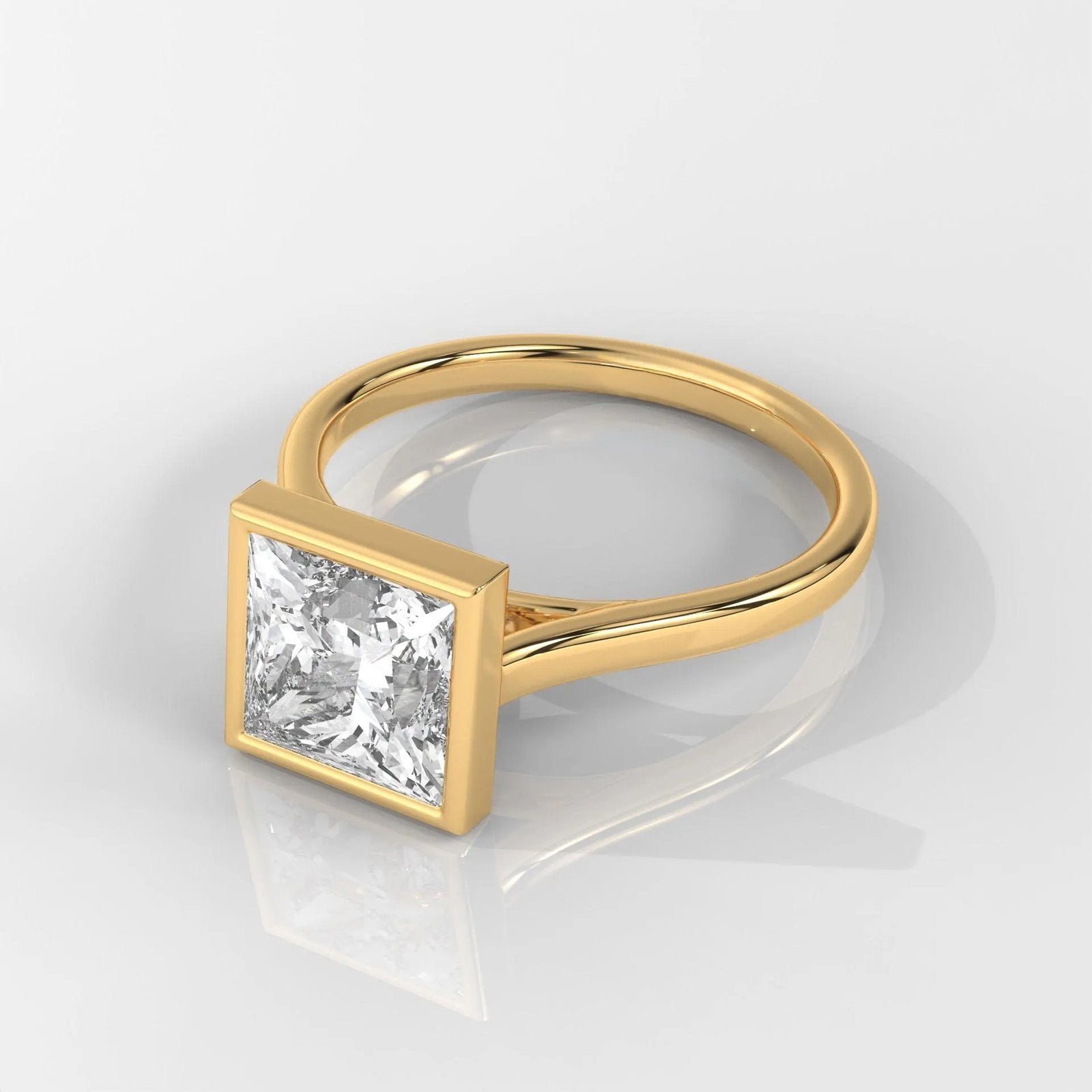 Princess Cut Bezel Engagement Ring
