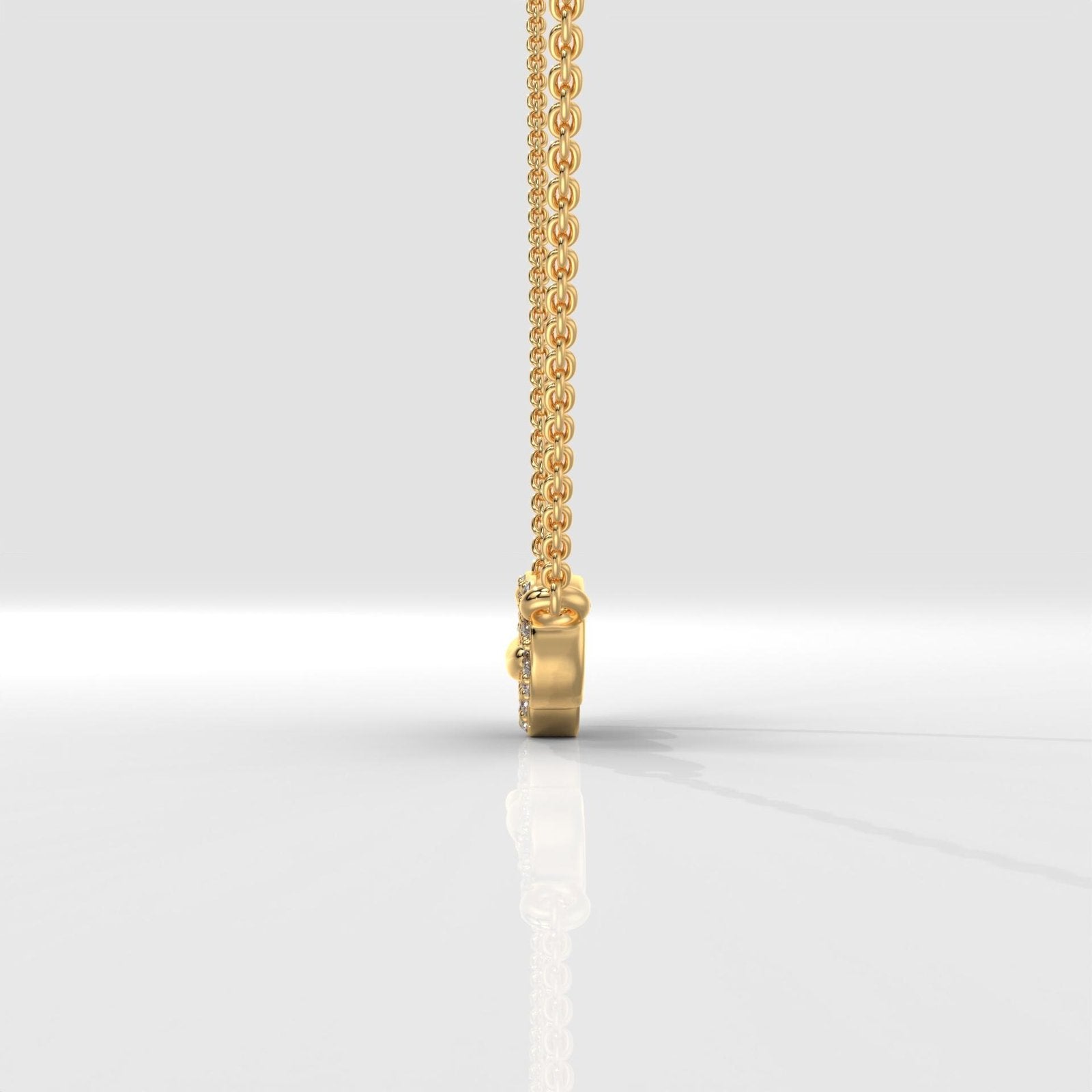Oval Triple Link Halo Pendant Necklace