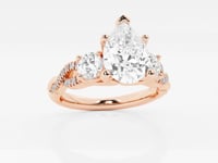 Seraphina-Side Stone Engagement Ring - Lab Grown Diamonds